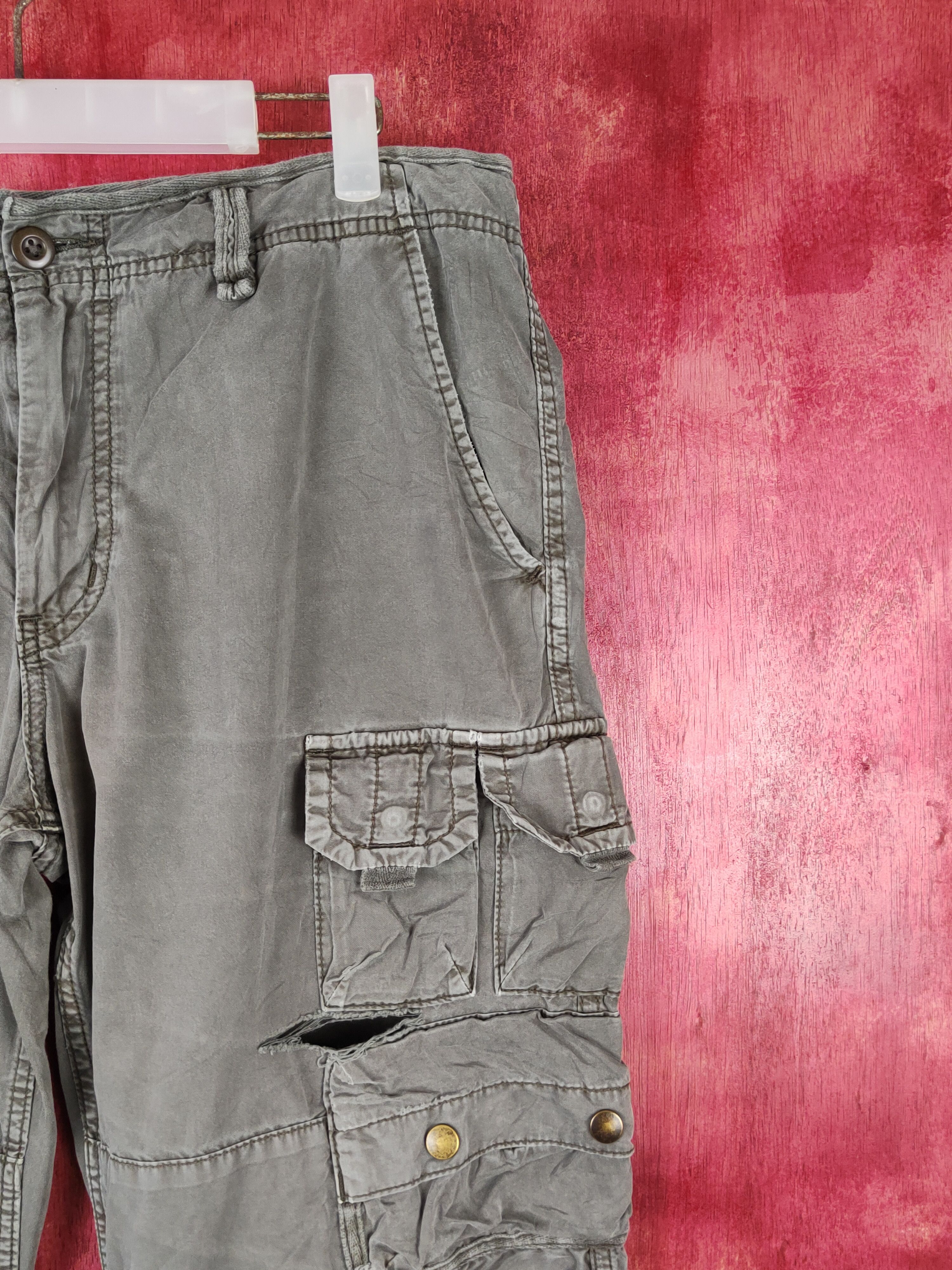 Faded Glory Uniqlo Gray Faded Multipocket Tactical Cargo Pants #S1340 Size US 35 - 5 Thumbnail
