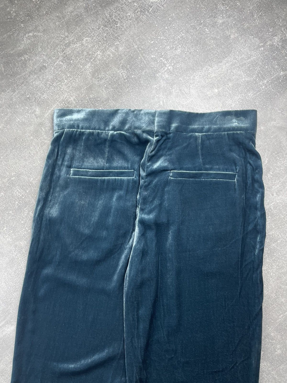 Brunello Cucinelli Brunello Cucinelli Blue Velvet Silk Wide Leg Pants Italian Size 28" / US 6 / IT 42 - 7 Thumbnail