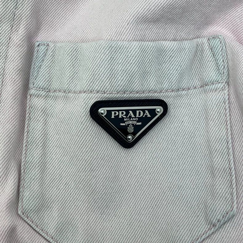 Prada Prada Dirty pink classic triangle denim jacket 2502-Nextarr Size US XXS / EU 40 - 8 Thumbnail