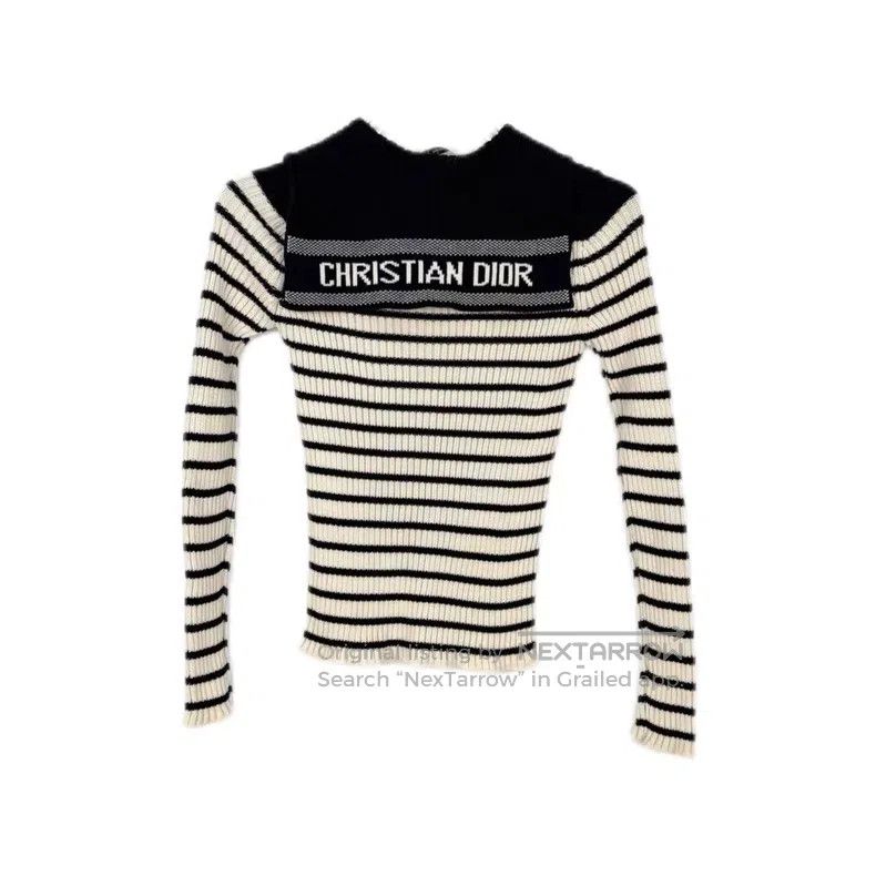 Dior Dior Dark blue and white striped navy collar sweater Size XS / US 0-2 / IT 36-38 - 2 Thumbnail