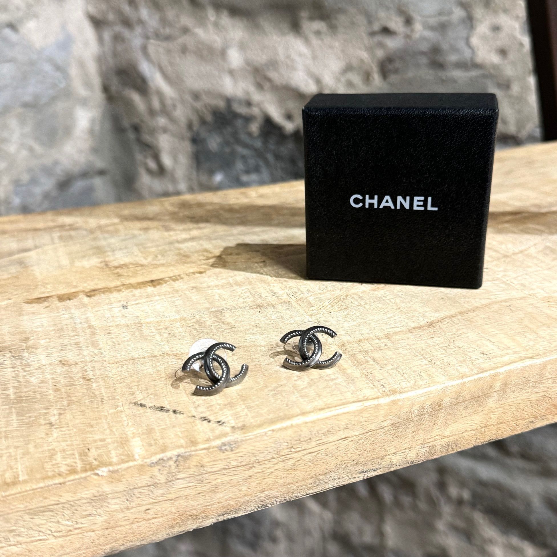 image of Chanel 2012 Silver Tone Cc Earrings, Women's