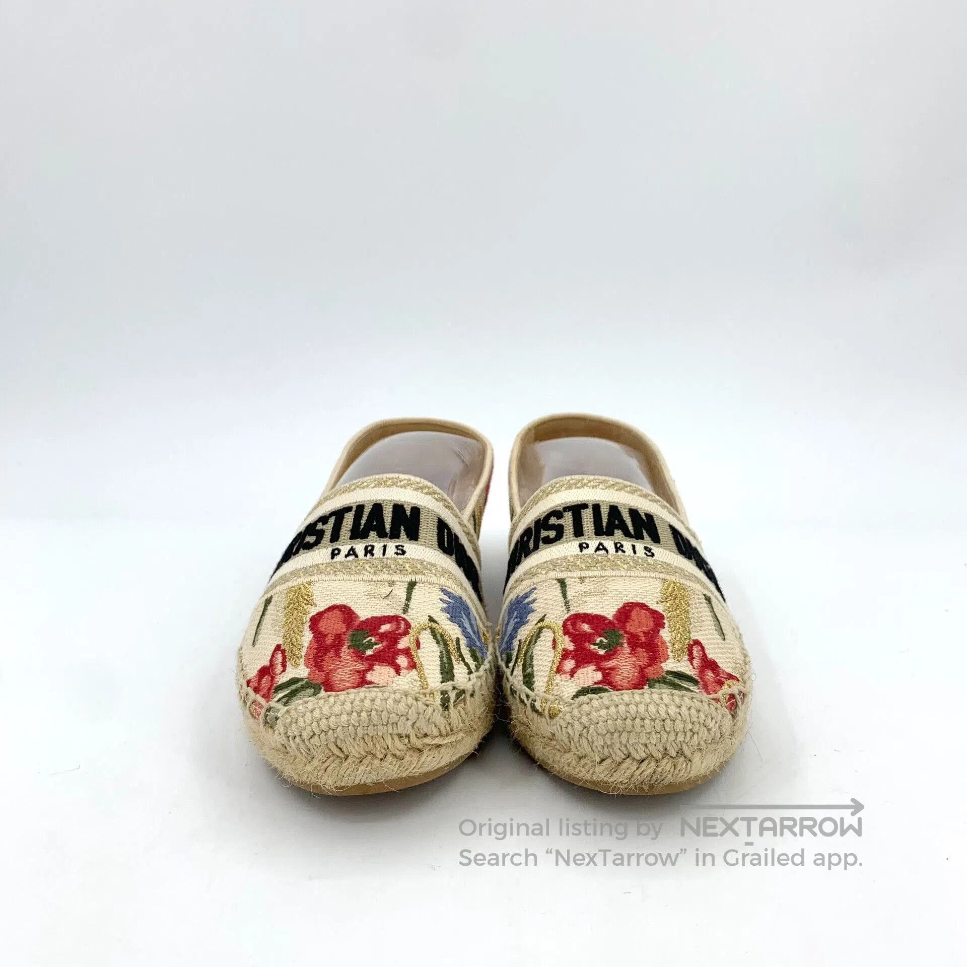 Dior Christian Dior Beige Embroidered Slip-On Espadrilles. Size US 7.5 / EU 40-41 - 3 Thumbnail