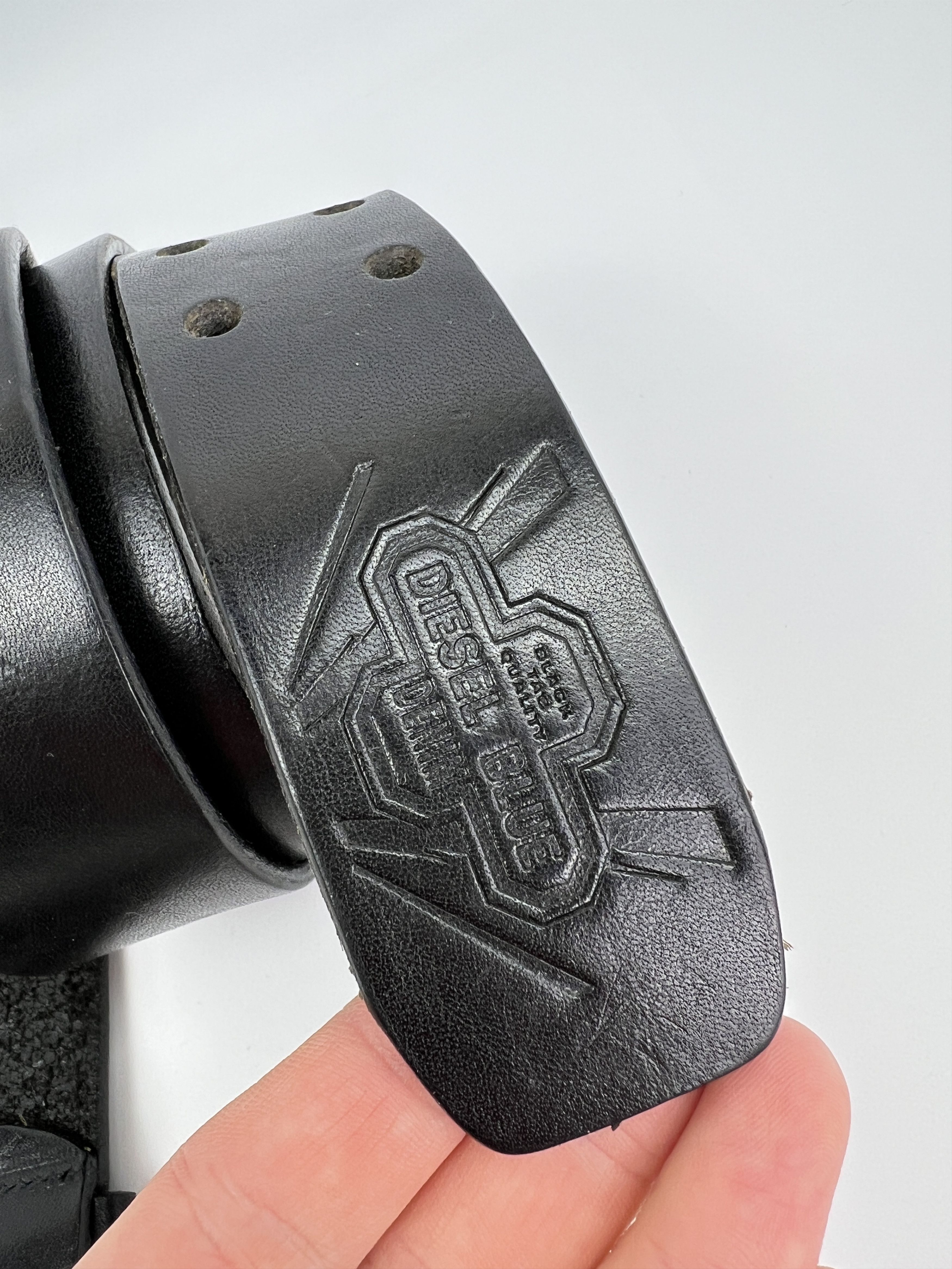 Diesel Vintage y2k Diesel Fork Buckle Cowboy Black Leather Belt Size ONE SIZE - 12 Thumbnail