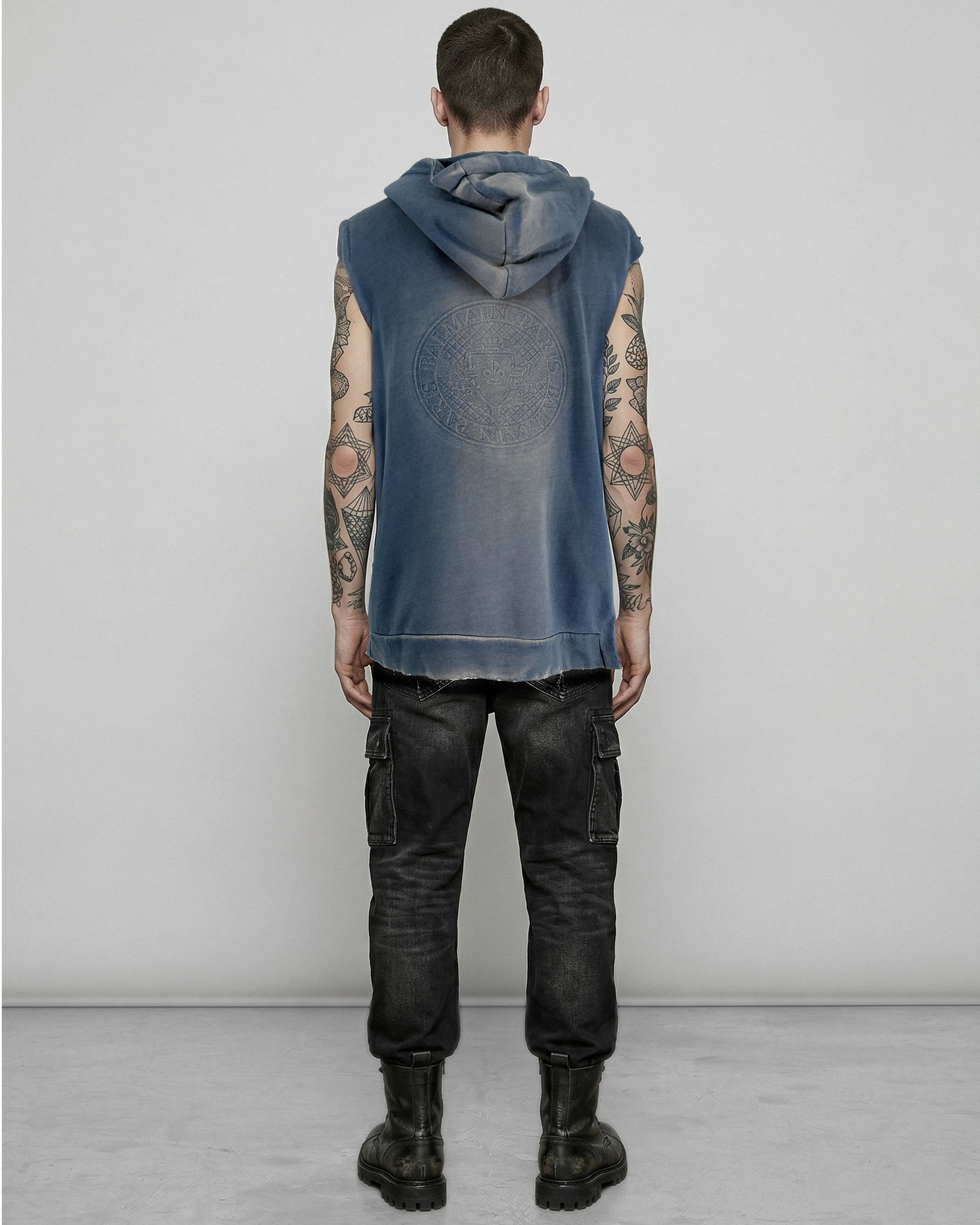 Balmain Archival Crest Sleeveless Zip Hoodie Size US XL / EU 56 / 4 - 2 Thumbnail