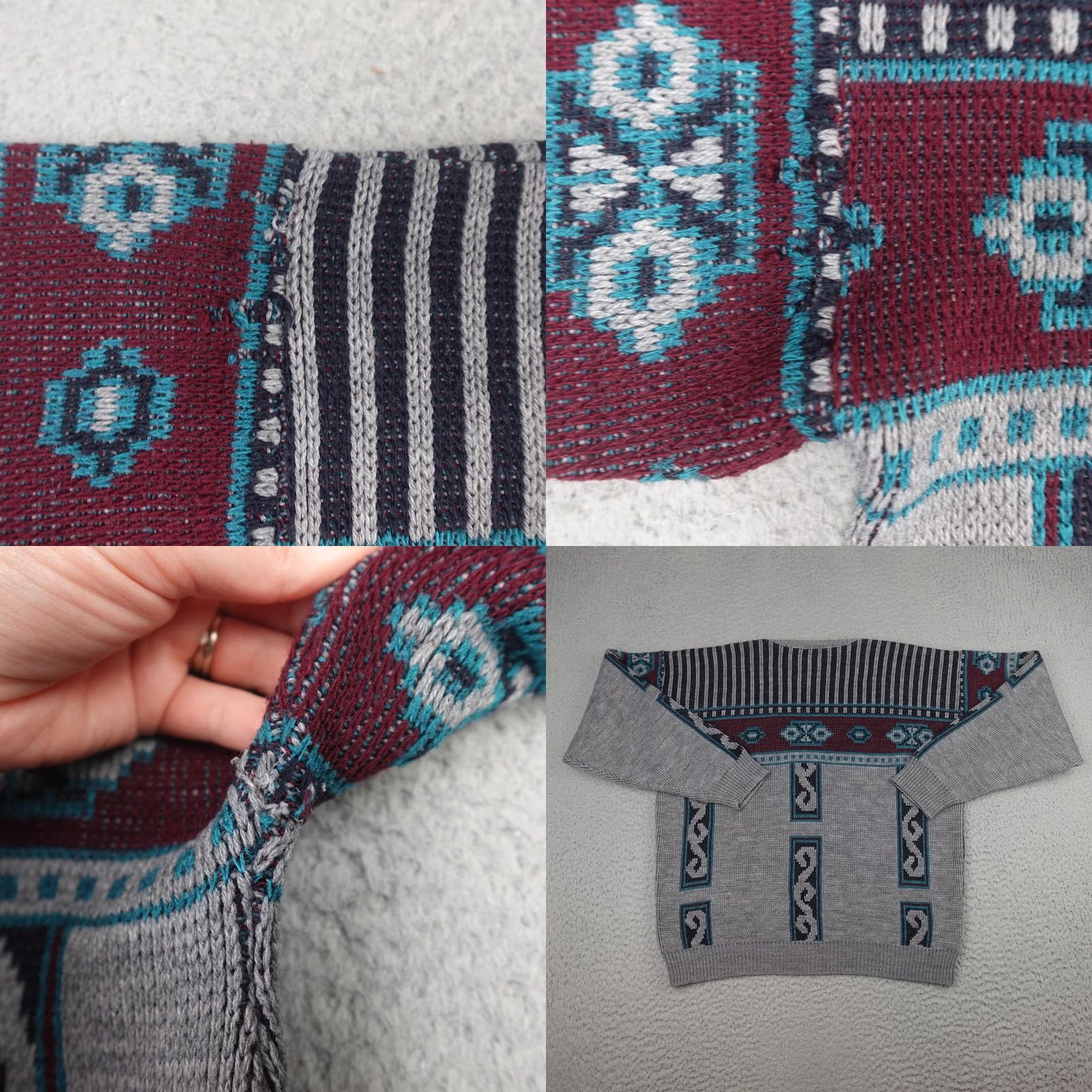 Vintage VINTAGE Bonjour Sweater Mens XL Gray Geometric Acrylic Pullover Made USA 90s Size US XL / EU 56 / 4 - 8 Thumbnail