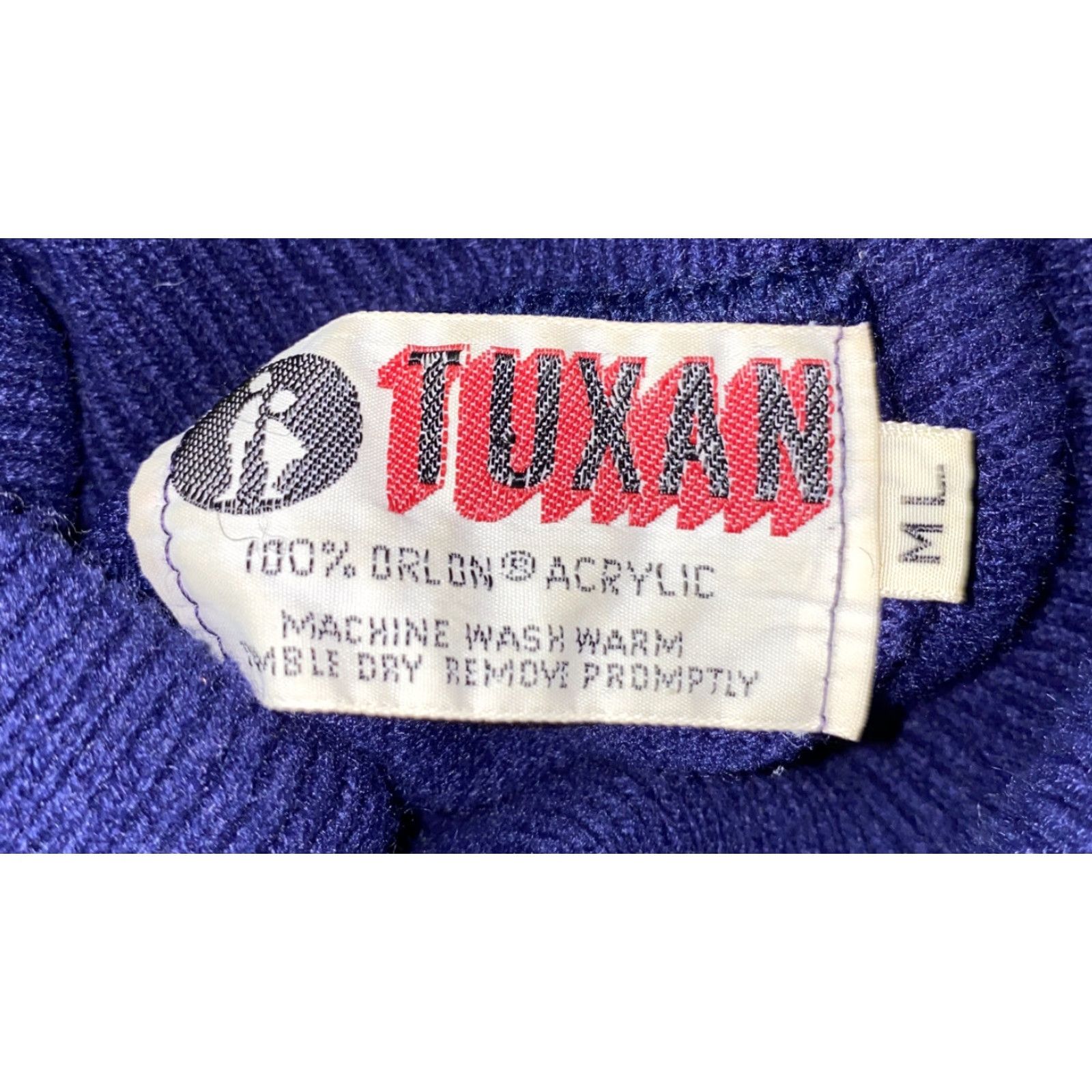 Vintage VINTAGE Tuxan Sweater Moc Neck Men Navy Blue Acrylic Size M/L Regular 21 In Armpit Size US M / EU 48-50 / 2 - 6 Thumbnail