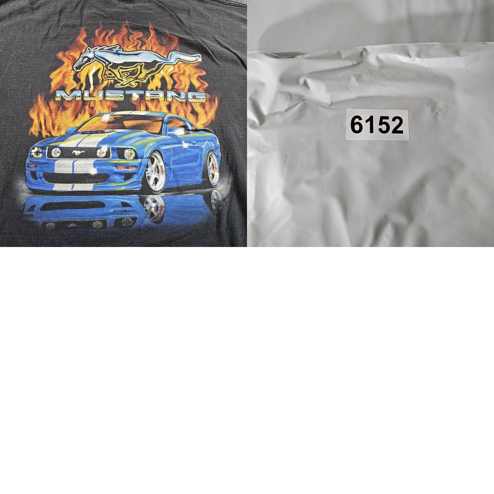 Ford Ford Mustang Shirt Mens Large Black Flames Blue Car Graphic Tee Short Sleeve Size US L / EU 52-54 / 3 - 8 Thumbnail