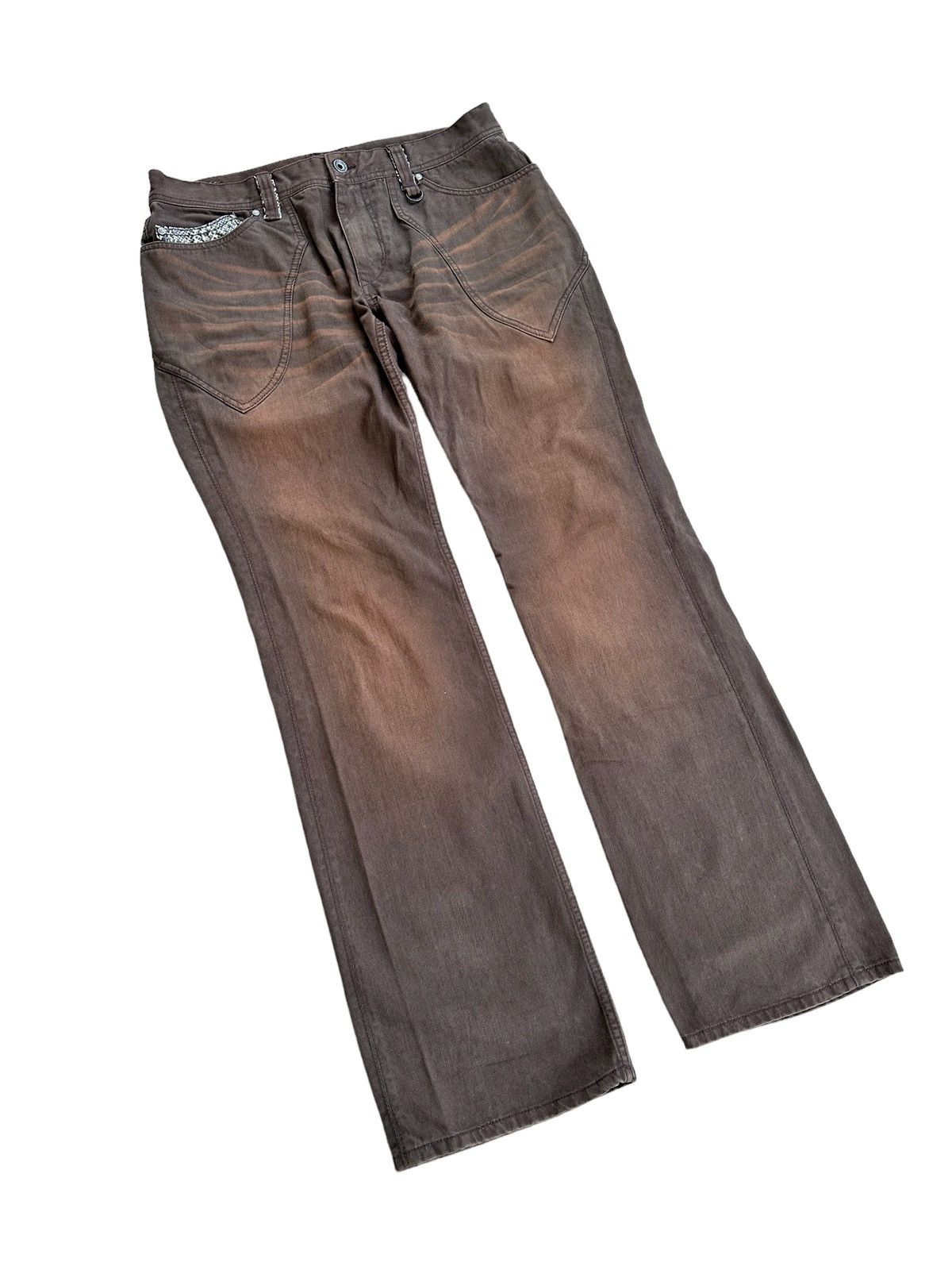 If Six Was Nine Insane Vintage Japanese Brand Flare Jeans With Snake Skins Size US 34 / EU 50 - 3 Thumbnail