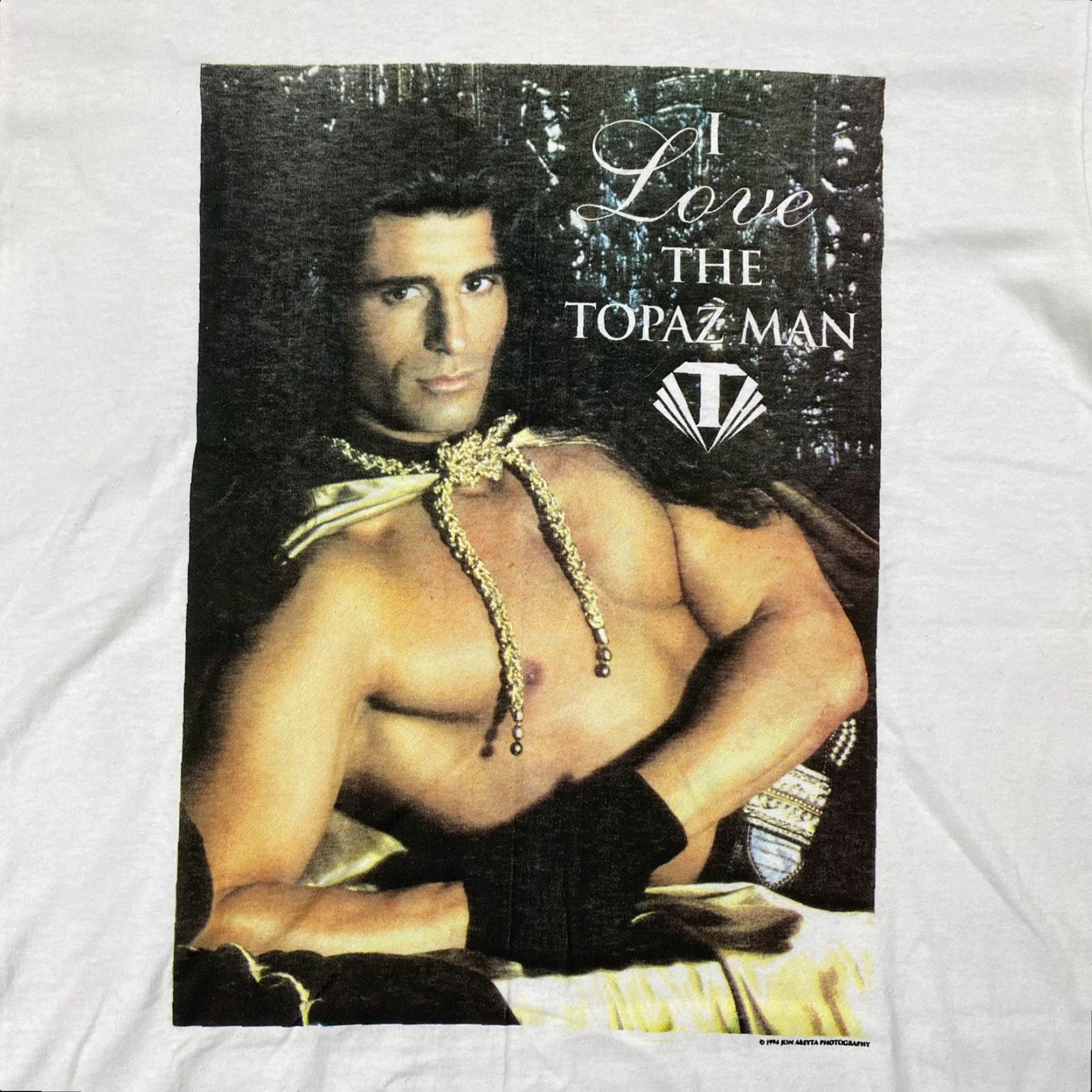 Vintage VINTAGE 90s TOUCH OF GOLD SPRING FORD I LOVE TOPAZ MAN ROMANCE GRAPHIC T-SHIRT LARGE WHITE EROTIC DOUBLE SIDED Unisex Size US L / EU 52-54 / 3 - 2 Thumbnail