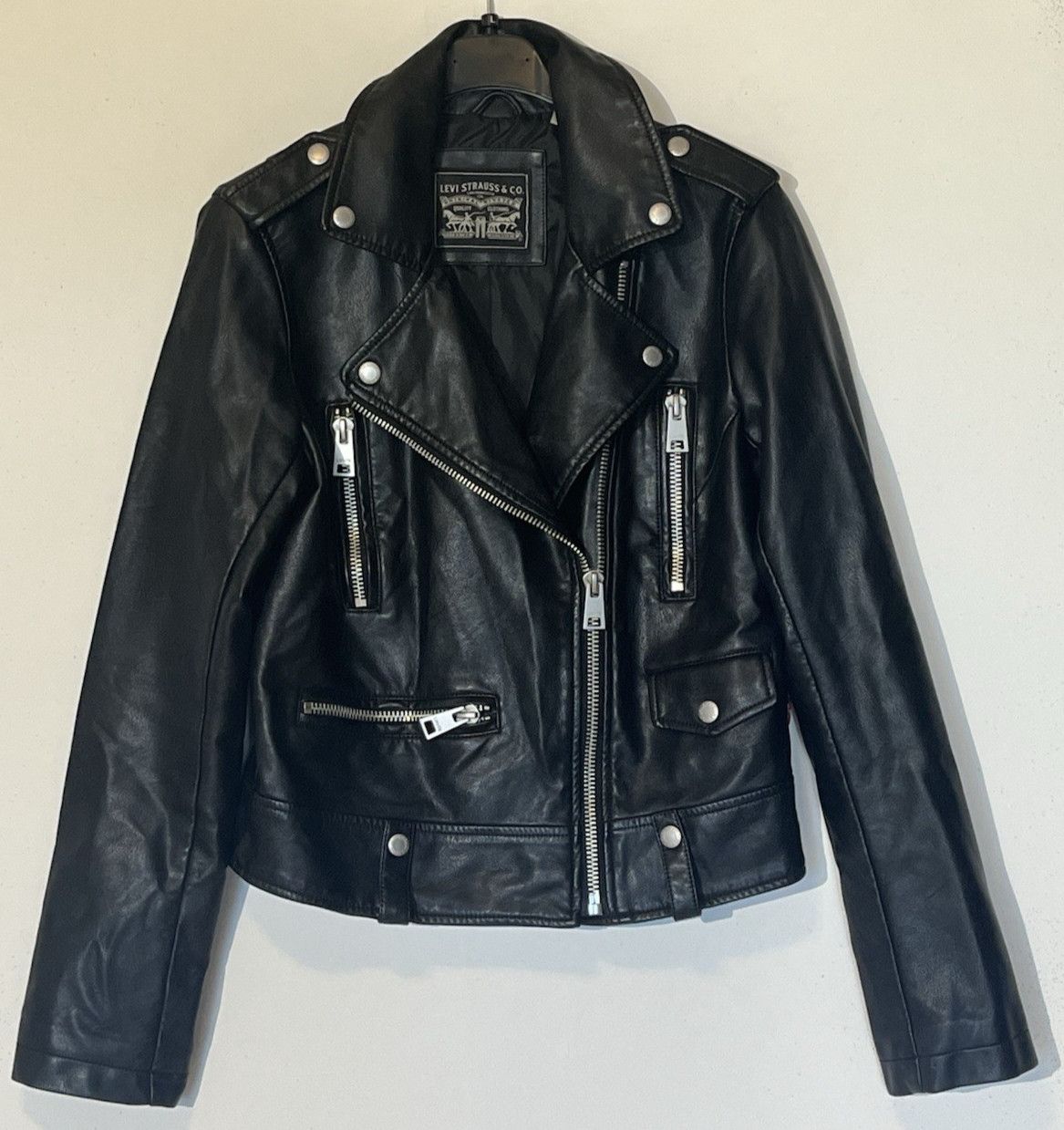 Levi's Levi's Faux Leather Asymmetrical Zip Motorcycle Moto Jacket Size S / US 4 / IT 40 - 3 Thumbnail