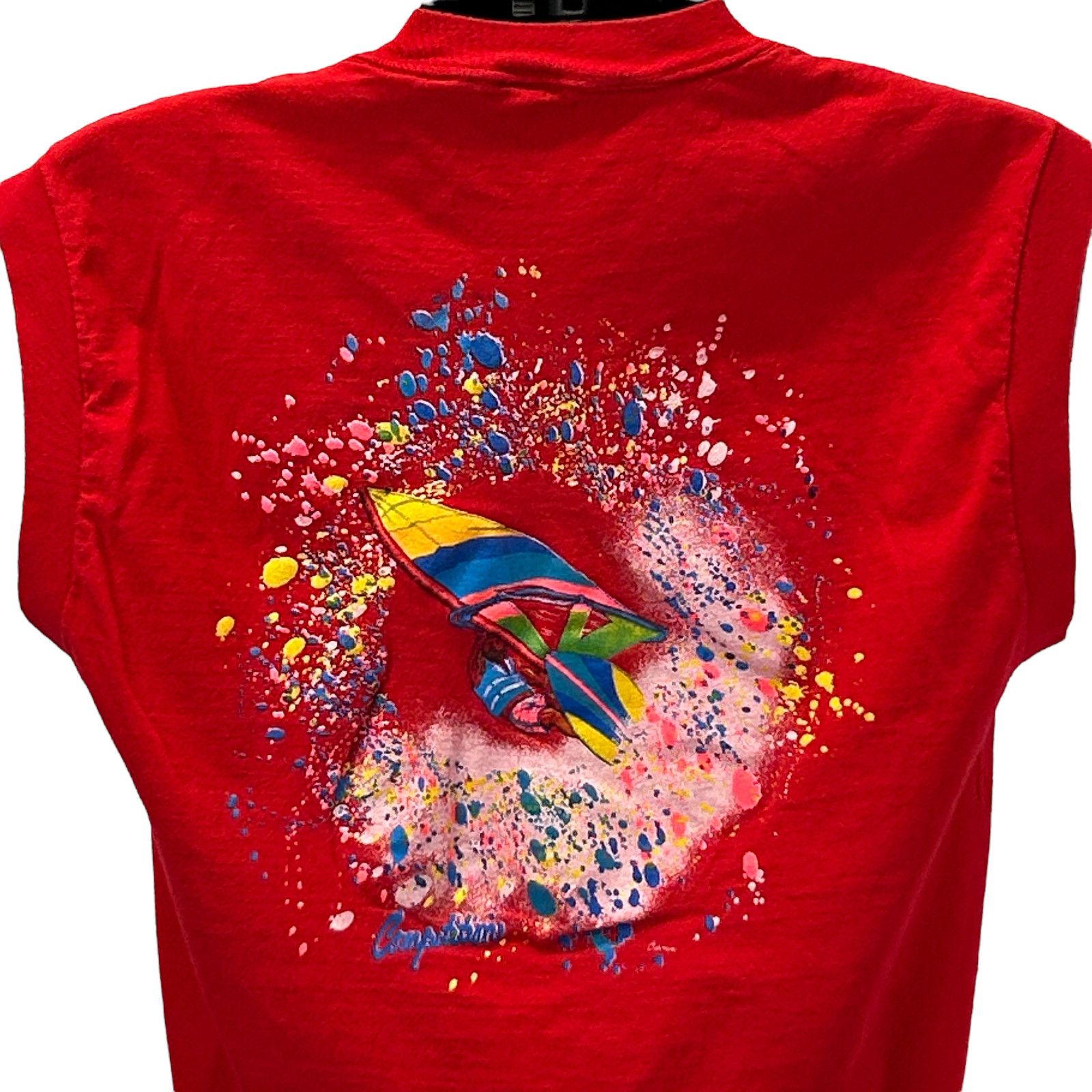 Vintage Vintage Windsurfer T Shirt Mens M Medium Red 80s Windsurfing Size US M / EU 48-50 / 2 - 1 Thumbnail