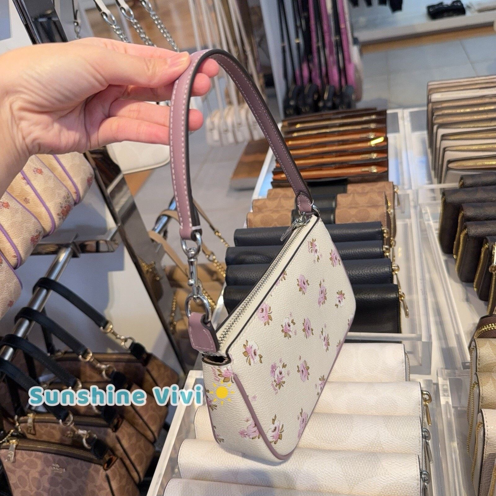 Coach NWT COACH Nolita 19 Floral Wristlet CAL24 Silver/Chalk Size ONE SIZE - 5 Thumbnail