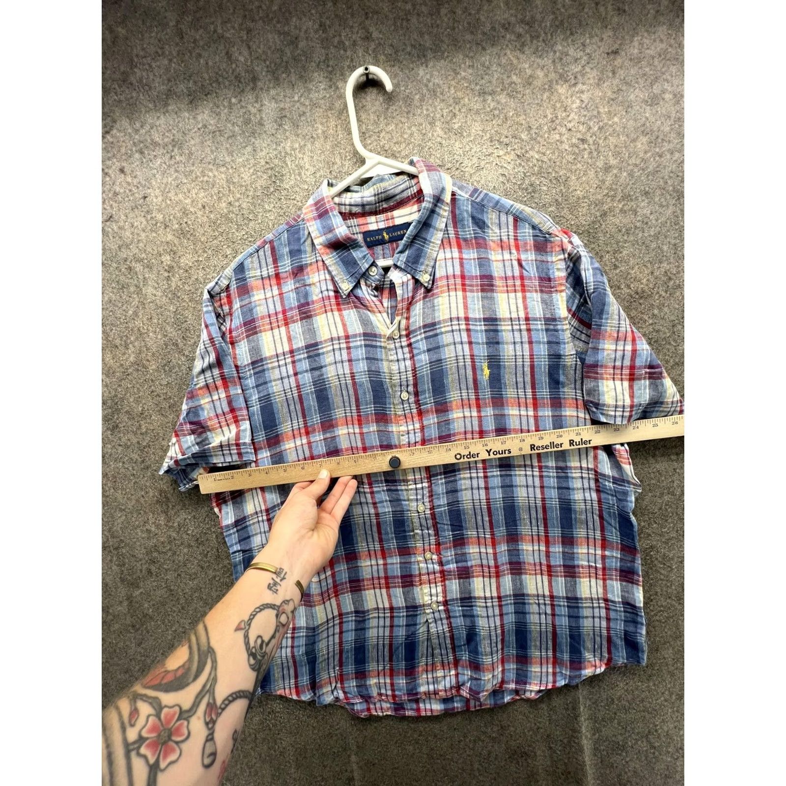 Ralph Lauren Ralph Lauren Shirt Mens Large Blue Plaid Short Sleeve Button Front Casual Woven Size US L / EU 52-54 / 3 - 3 Thumbnail