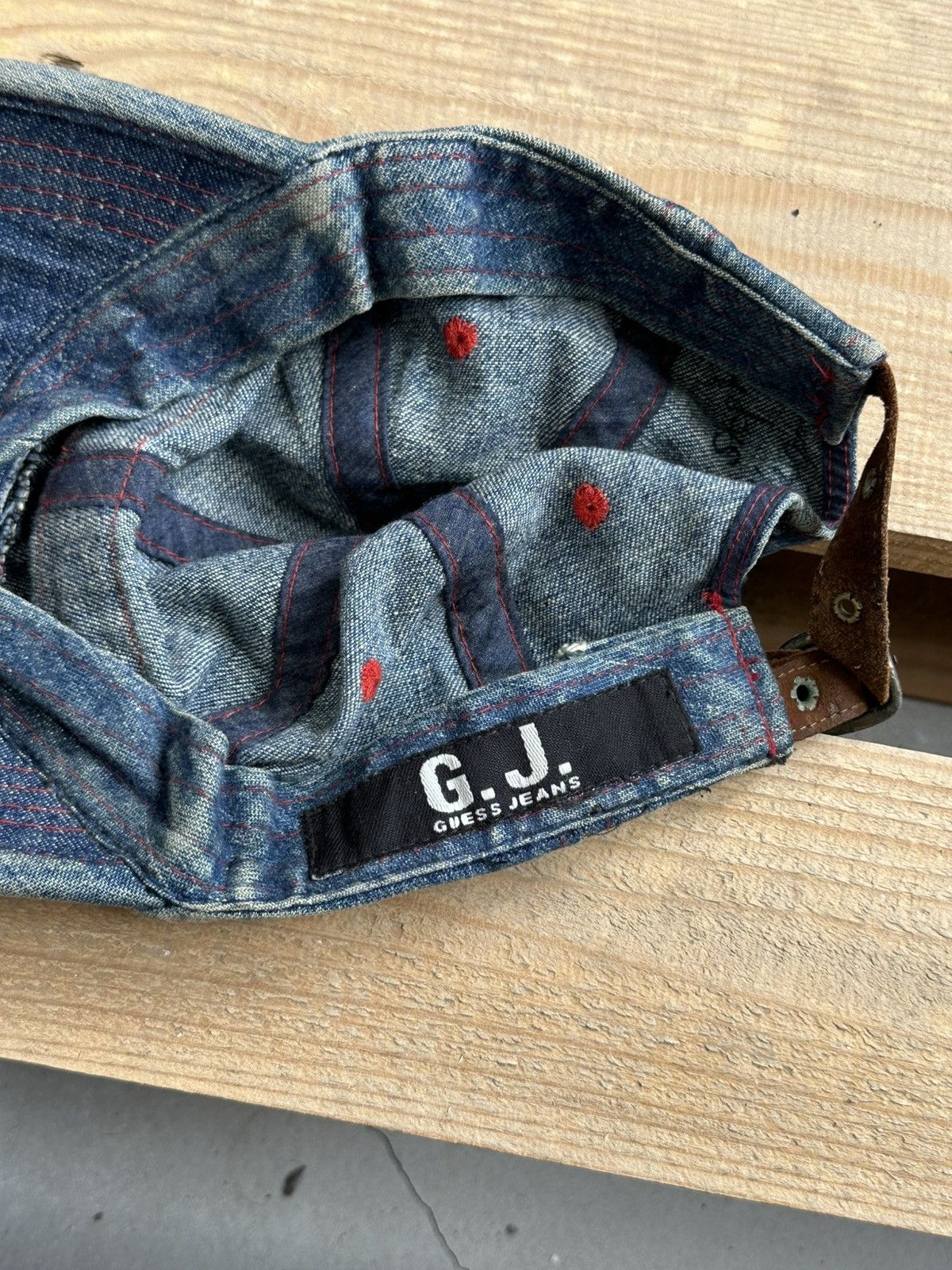 Guess Vintage Guess Blue Denim Leather Strap Cap Size ONE SIZE - 10 Thumbnail