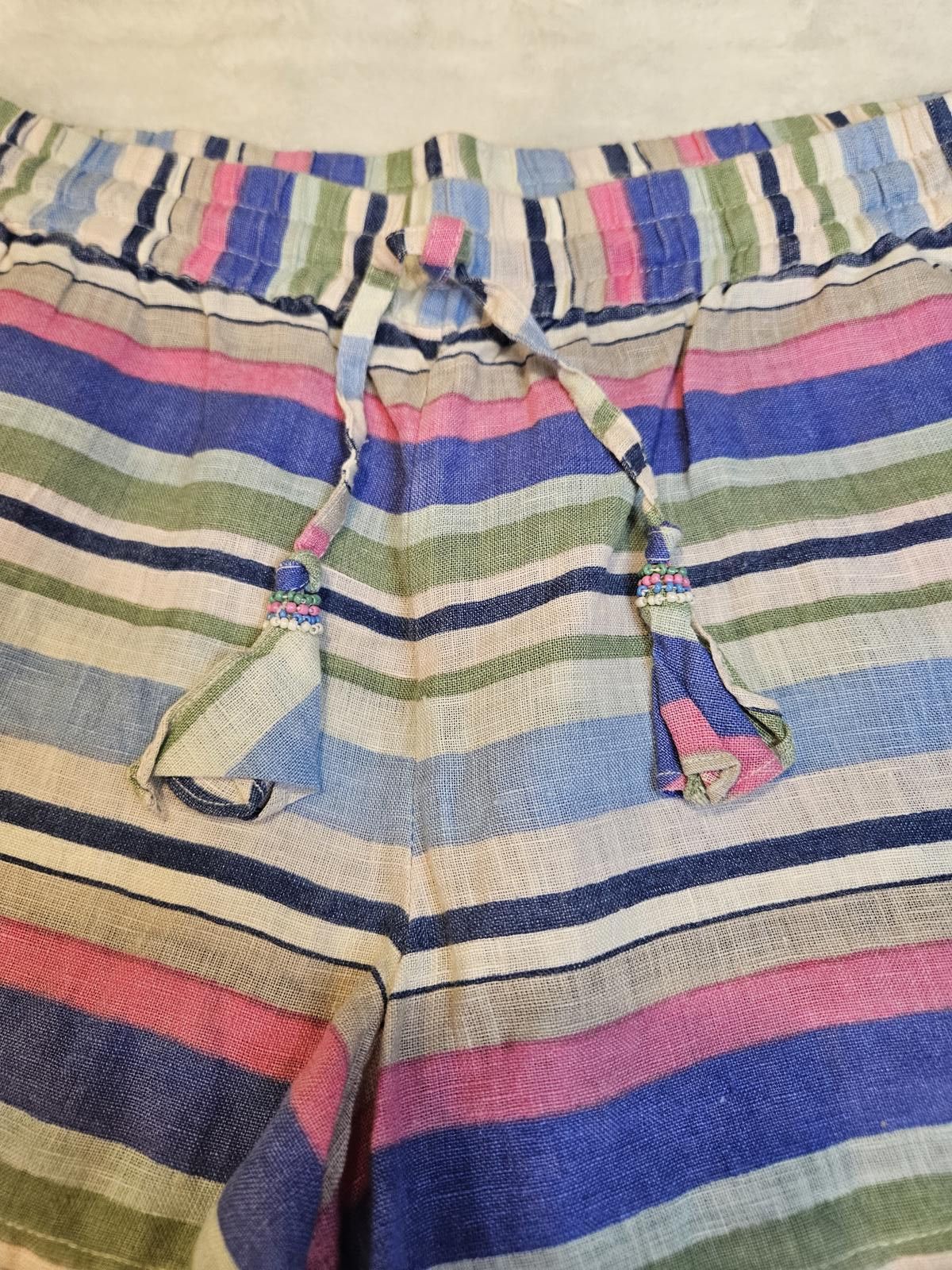 Designer Calypso Colorful Striped Linen Summer Shorts Size 28" / US 6 / IT 42 - 3 Thumbnail