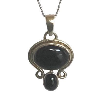 UI# Italian Sterling 925 Silver & Black Onyx Pendant w/ 20”