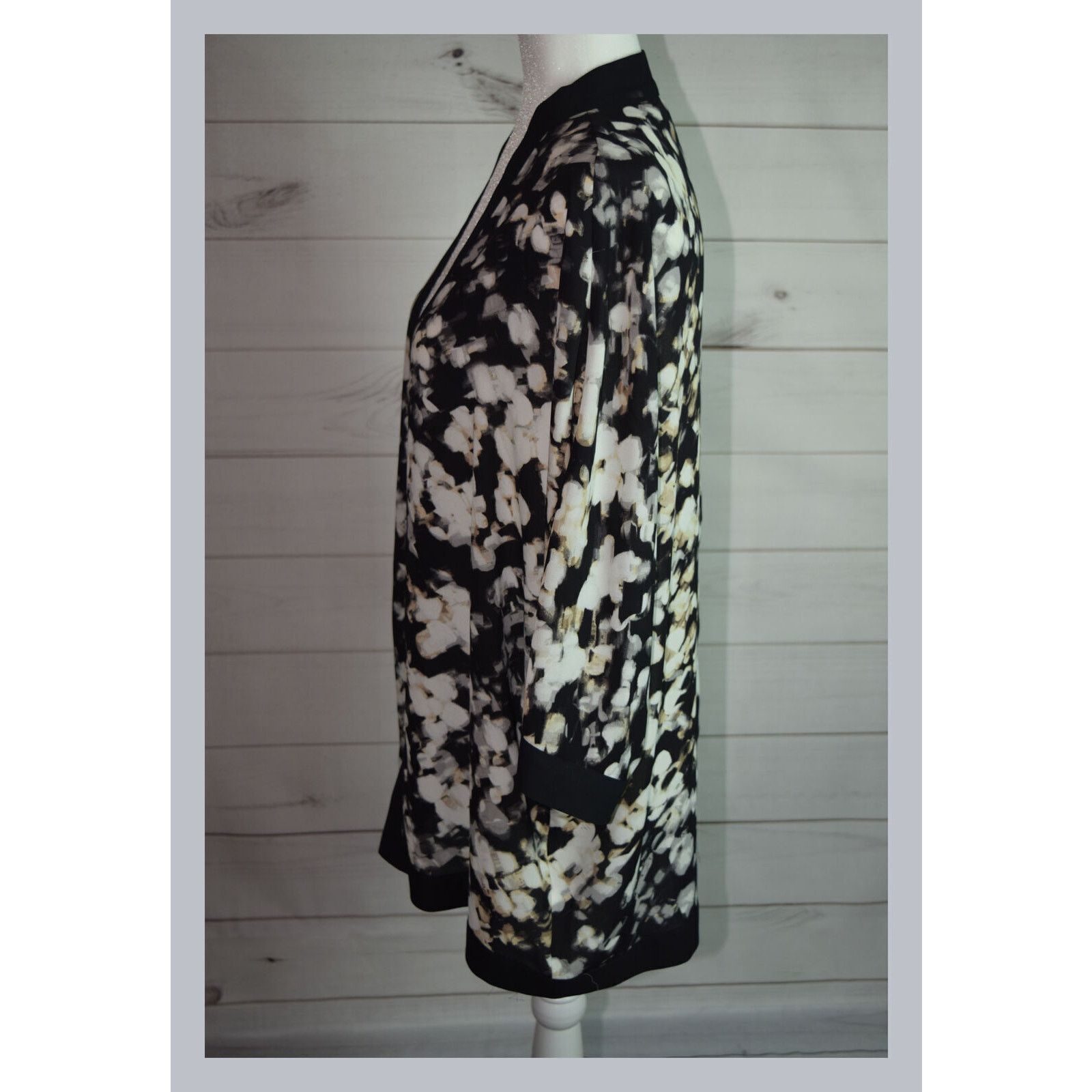 Apt. 9 APT 9 Dressy Tan Floral Print Raglan Sleeve Open Jacket SZ M Size M / US 6-8 / IT 42-44 - 4 Thumbnail
