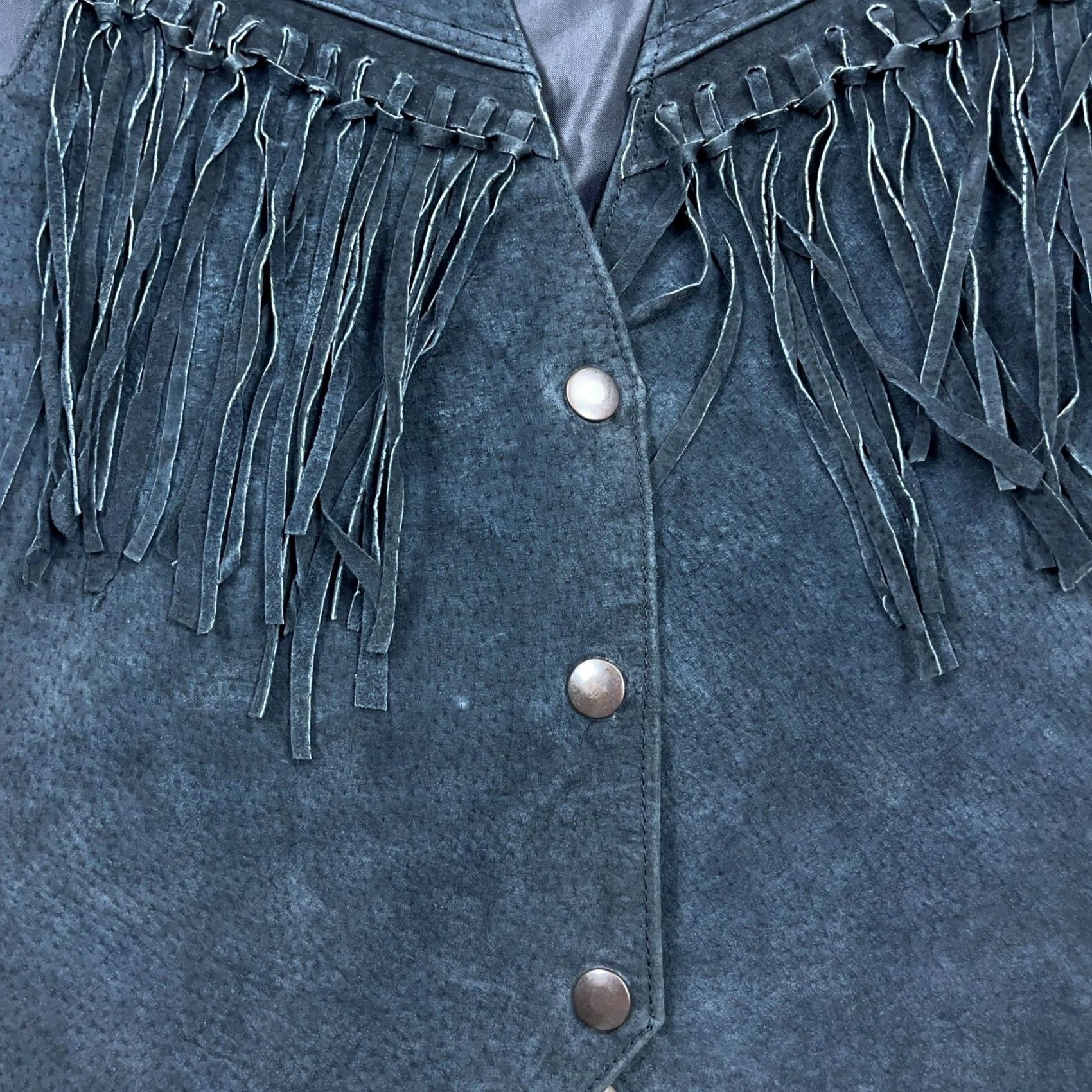 Vintage Mariah Vest Women Medium Black Suede Leather Biker Western Fringe Tassel VintageCowgirl Retro 80s 90s Jam Size M / US 6-8 / IT 42-44 - 3 Thumbnail
