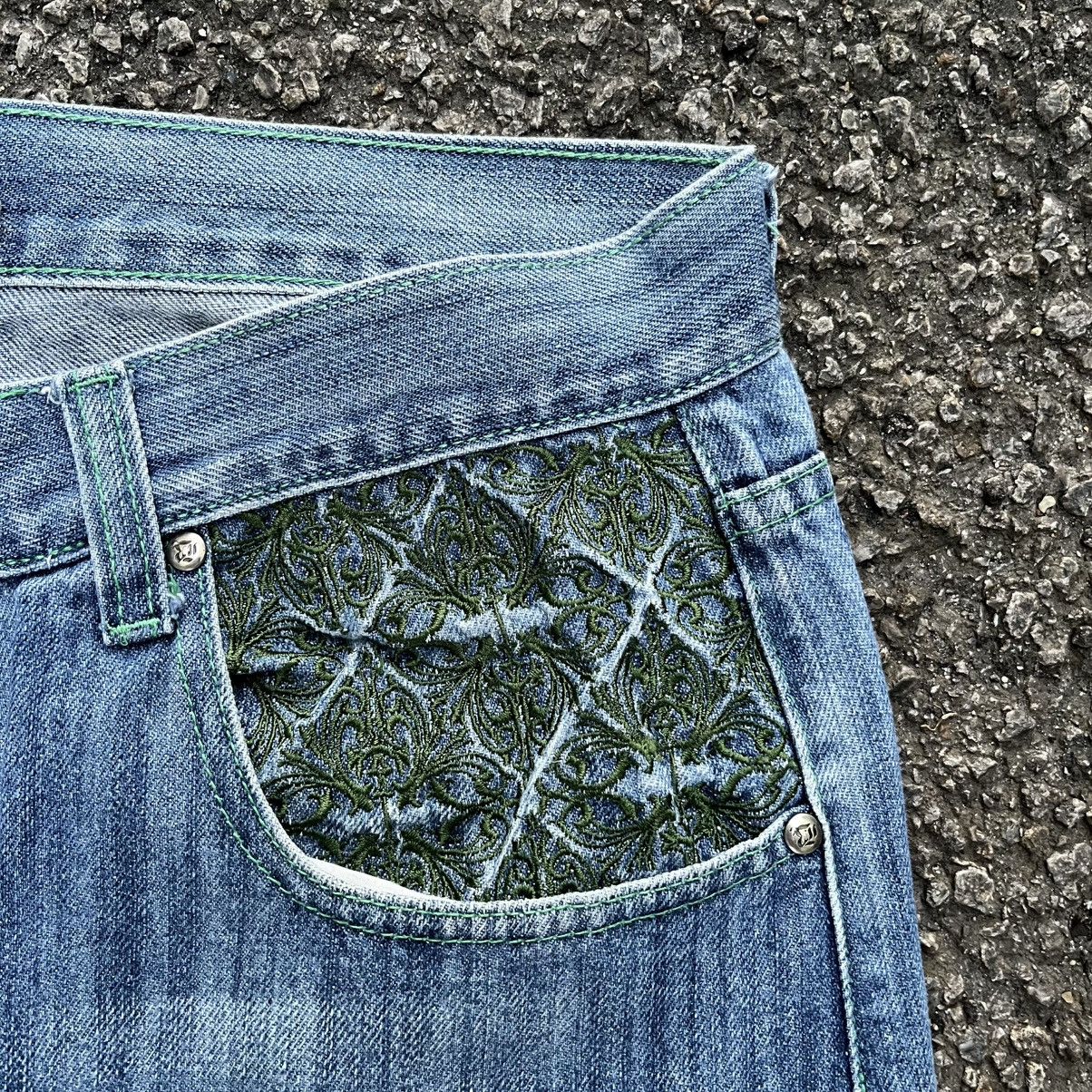 Southpole Baggy Jeans Loose ROAD DAWGS Y2K Washed Blue Denim JNCO Size US 37 - 5 Thumbnail