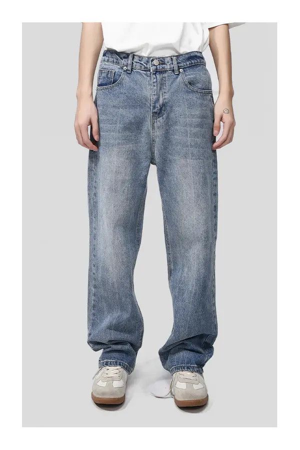 Japanese Brand Miku Loose elastic waist straight leg simple washed jeans Size US 32 / EU 48 - 7 Thumbnail