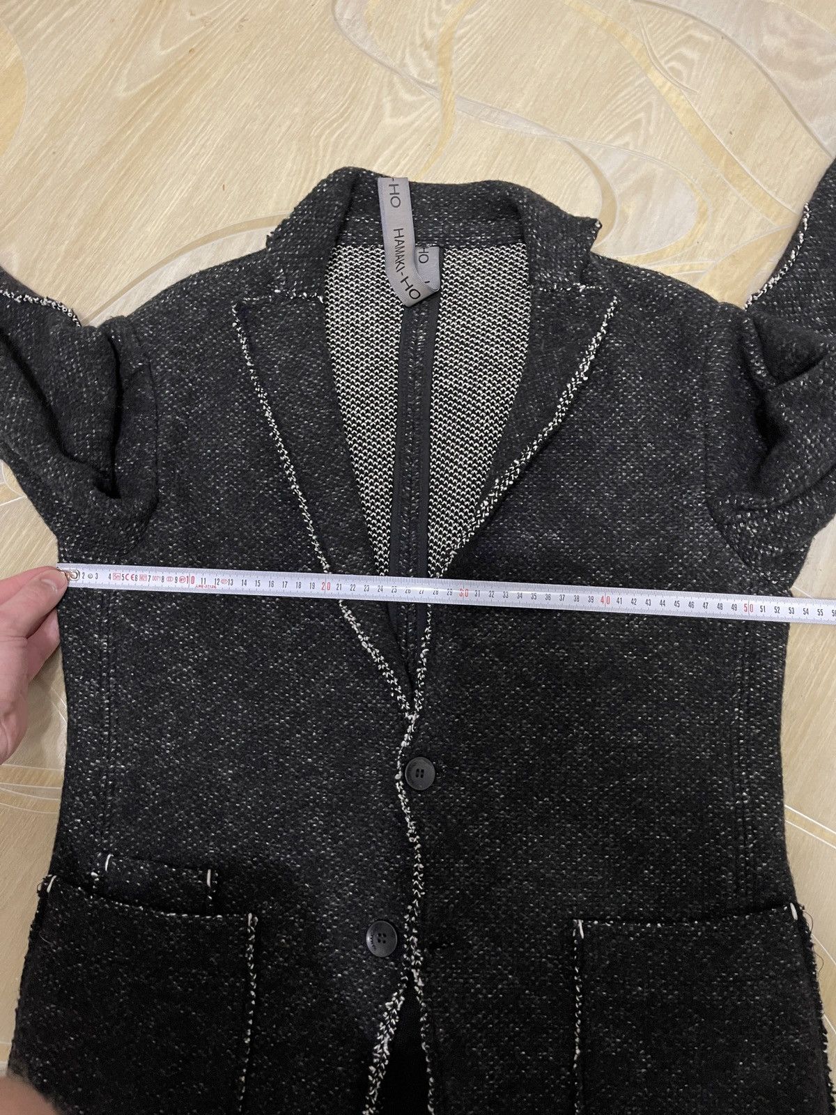 HAMAKI-HO Hamaki-Ho wool cotton grey knitted blazer 2 button Size 42R - 15 Thumbnail