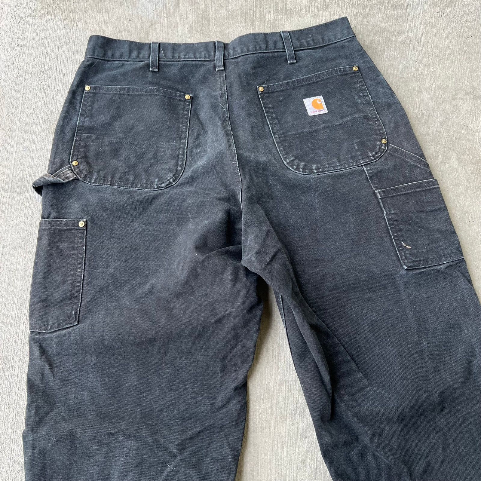 Carhartt × Vintage Carhartt faded black double knee work wear carpenter pants Size US 35 - 5 Thumbnail