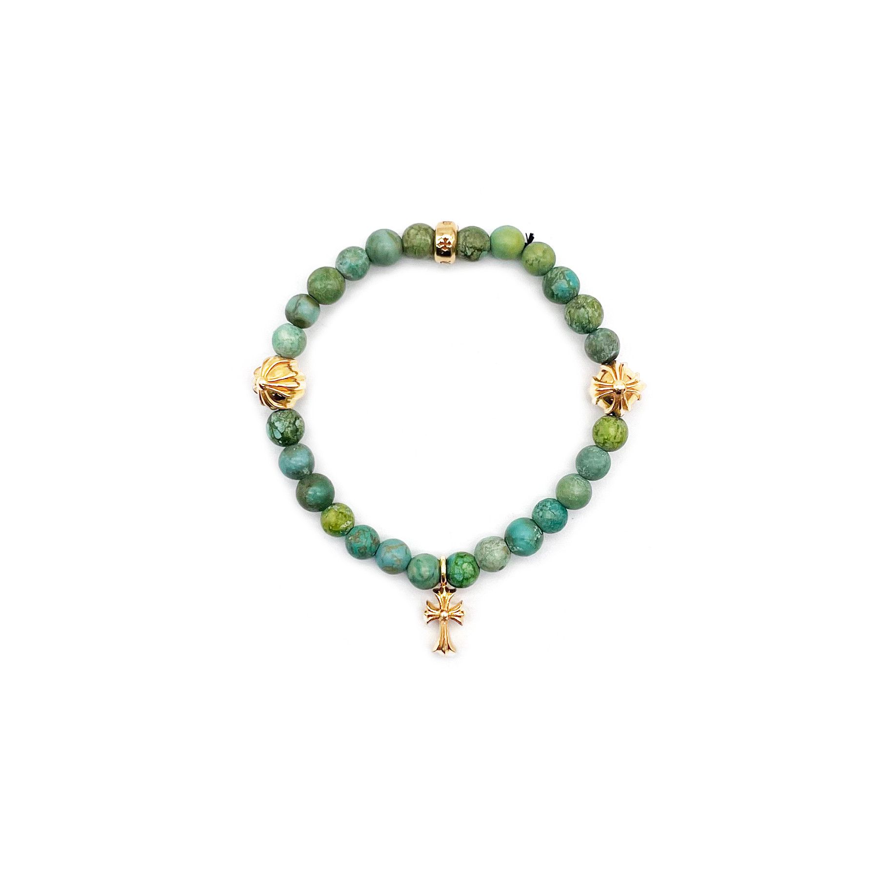 Chrome Hearts Chrome Hearts 22K Gold Cross Turquoise Beaded Bracelet Size ONE SIZE - 1 Thumbnail