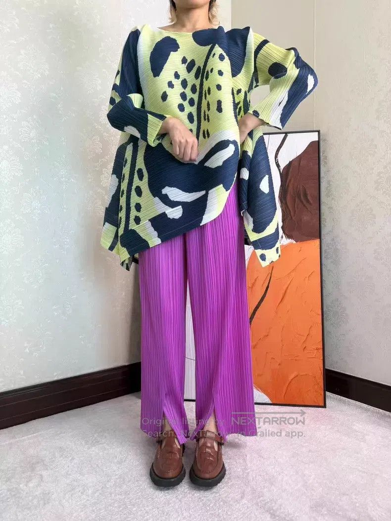 Issey Miyake Issey Miyake size:3 Purple Ruched Trousers Size 31" - 1 Thumbnail