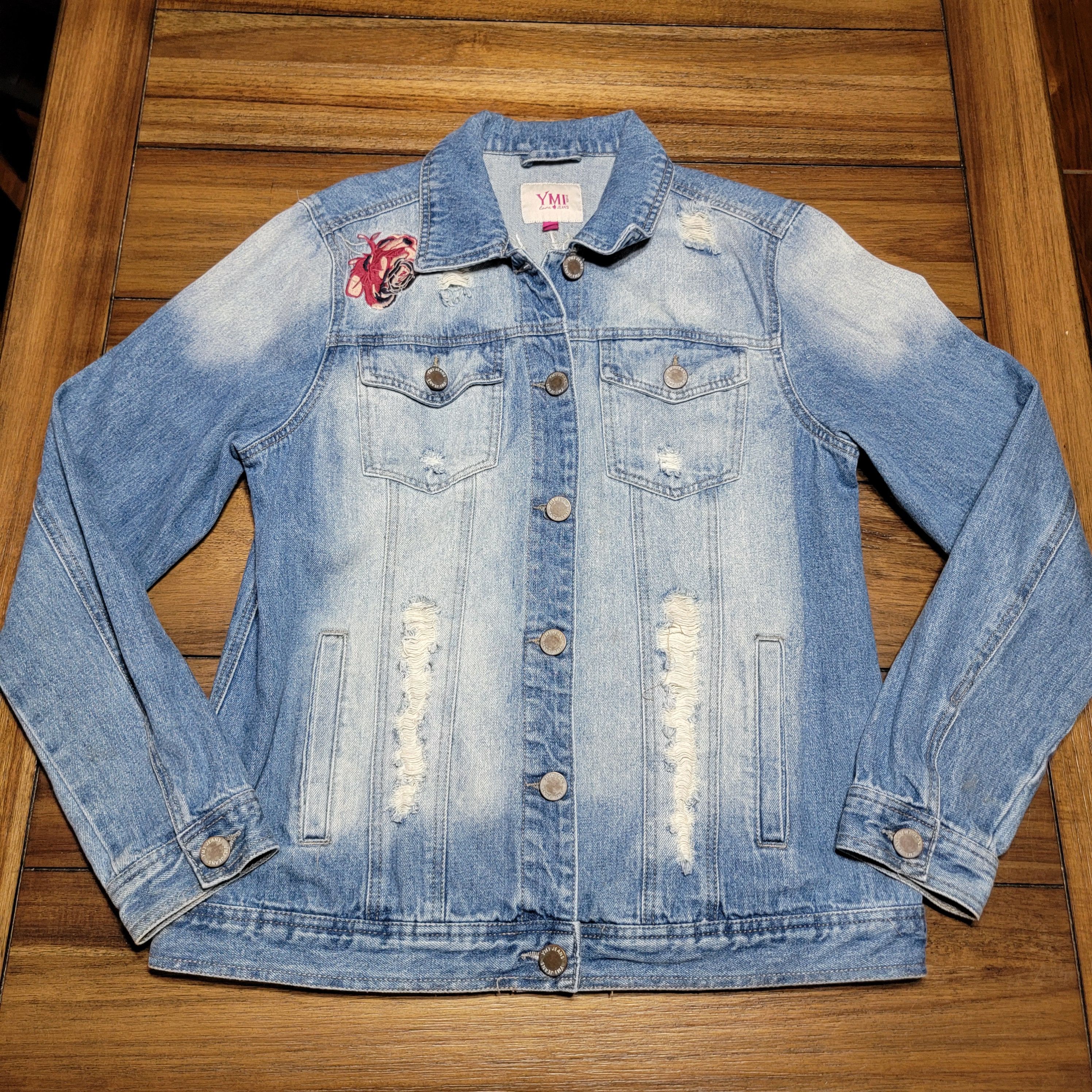 Other YMI Jeans Denim Jacket w/ Embroidered Roses - Size Large* Size L / US 10 / IT 46 - 1 Thumbnail