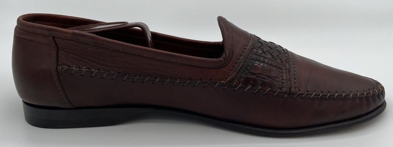Santoni Santoni Italy Handwoven Brown Leather Penny Loafers Size 9D Size US 9 / EU 42 - 5 Thumbnail