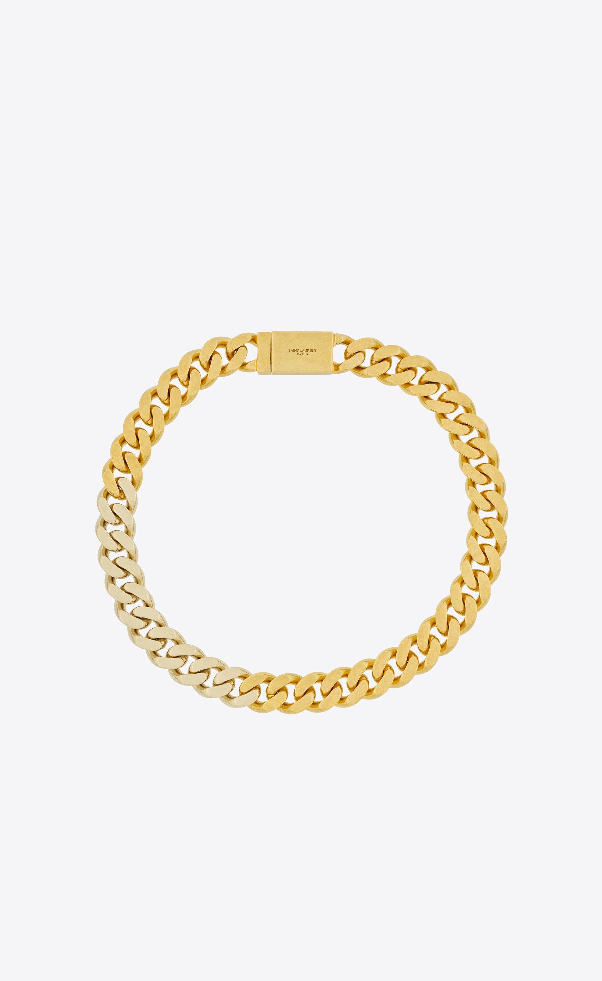 Saint Laurent Paris two-tone chain necklace in gold Size ONE SIZE - 1 Thumbnail