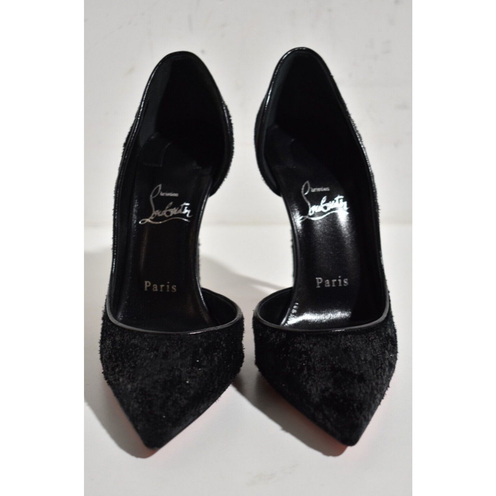 Christian Louboutin Iriza 100 Black Velvet Papillon D'Orsay Heel Pump 39 Size US 9 / IT 39 - 6 Thumbnail