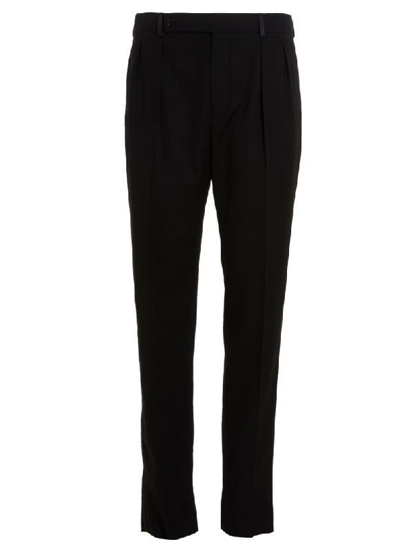 Saint Laurent Paris carrot-fit tuxedo pants in grain de poudre Size US 32 / EU 48 - 1 Thumbnail