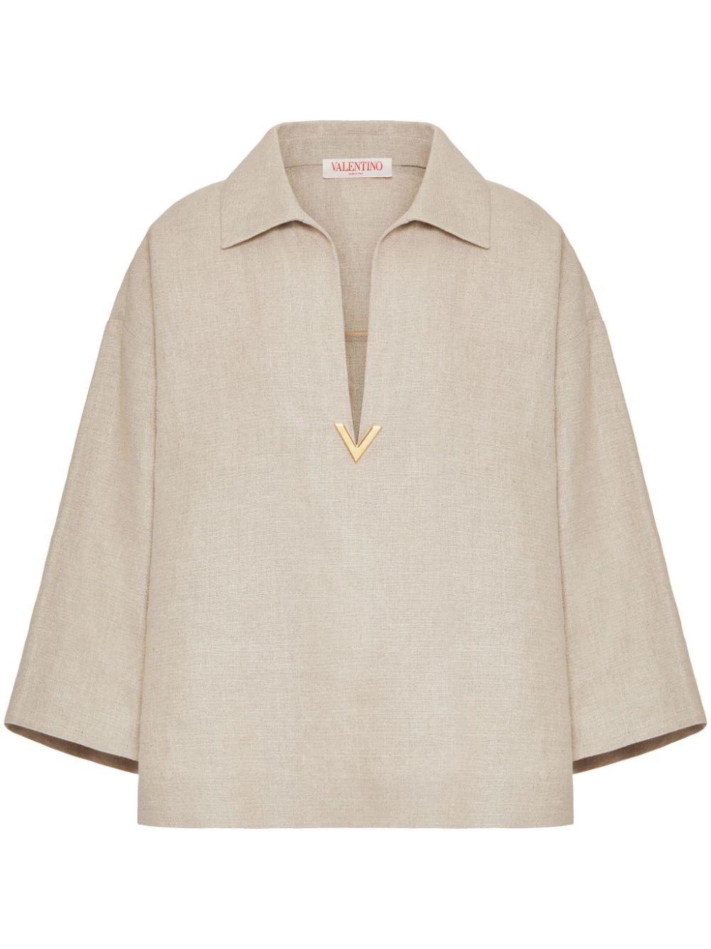 Valentino o1s22i1n0924 Linen Canvas Tunic Garment in Beige Size M / US 6-8 / IT 42-44 - 1 Thumbnail