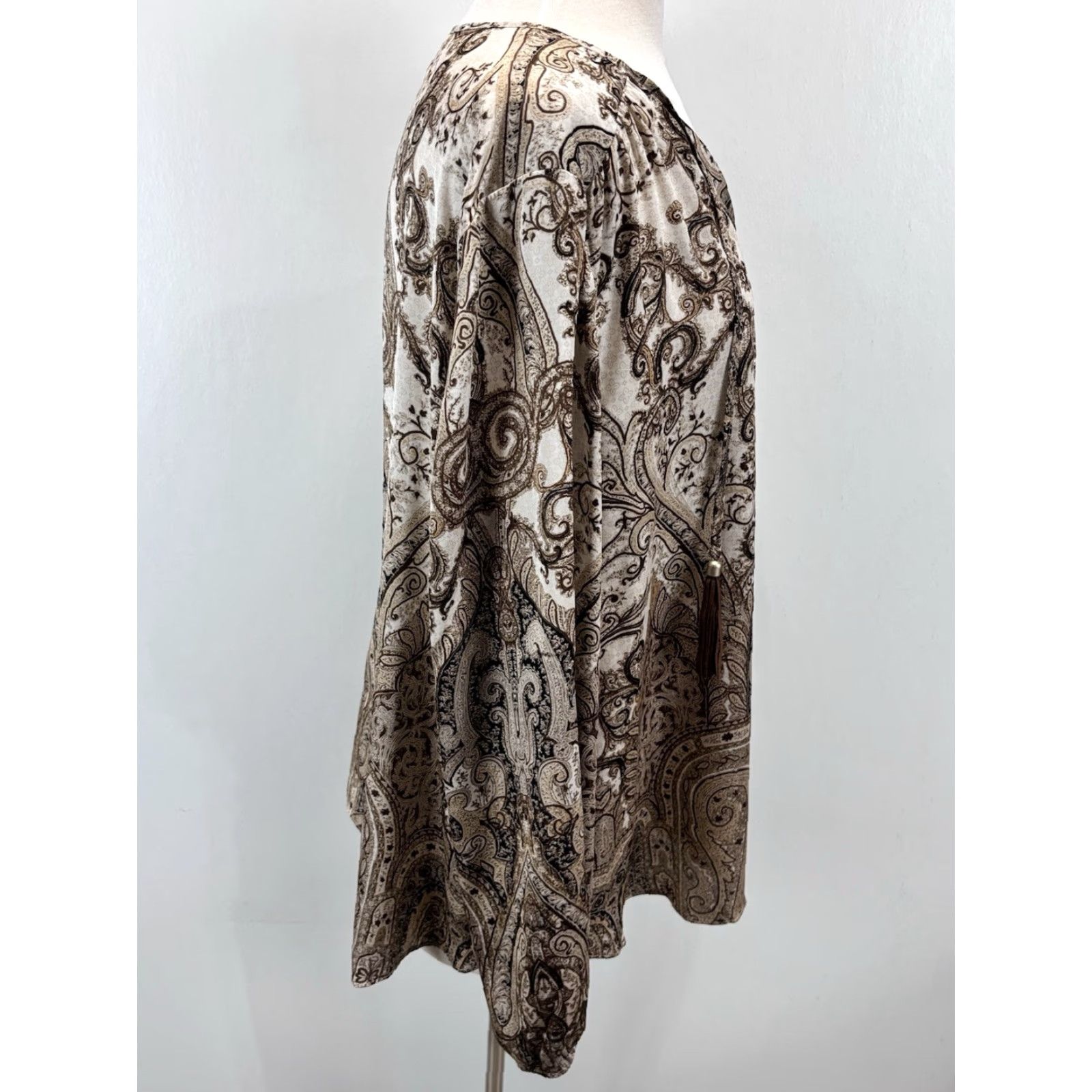 Vintage Chico's Top Blouse Paisley XL Brown Boho Cottagecore Tunic 70s Aztec Bohemian Classic Relaxed Women XL Mens? Size XL / US 12-14 / IT 48-50 - 4 Thumbnail