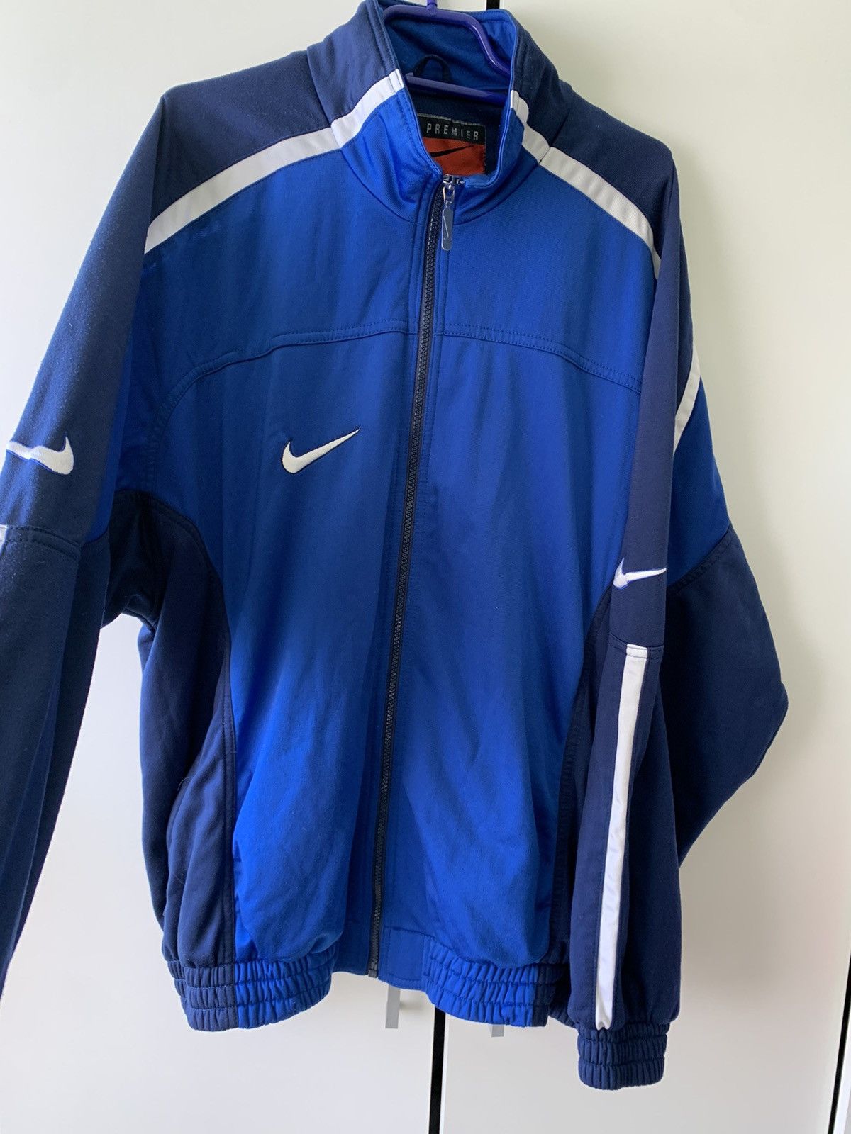 Nike Vintage 2000s Nike Premier Tracksuit Jacket Blue White XL Size US XL / EU 56 / 4 - 3 Thumbnail