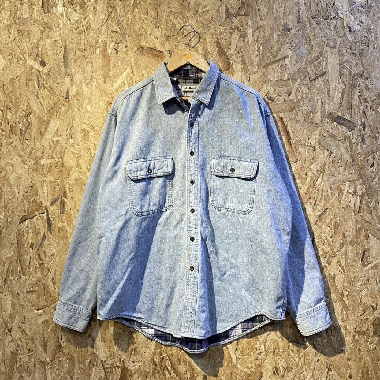 L.L. Bean × Vintage Vintage 90s LL Bean Heavy Cotton Button Shirt Denim USA Size US L / EU 52-54 / 3 - 1 Thumbnail