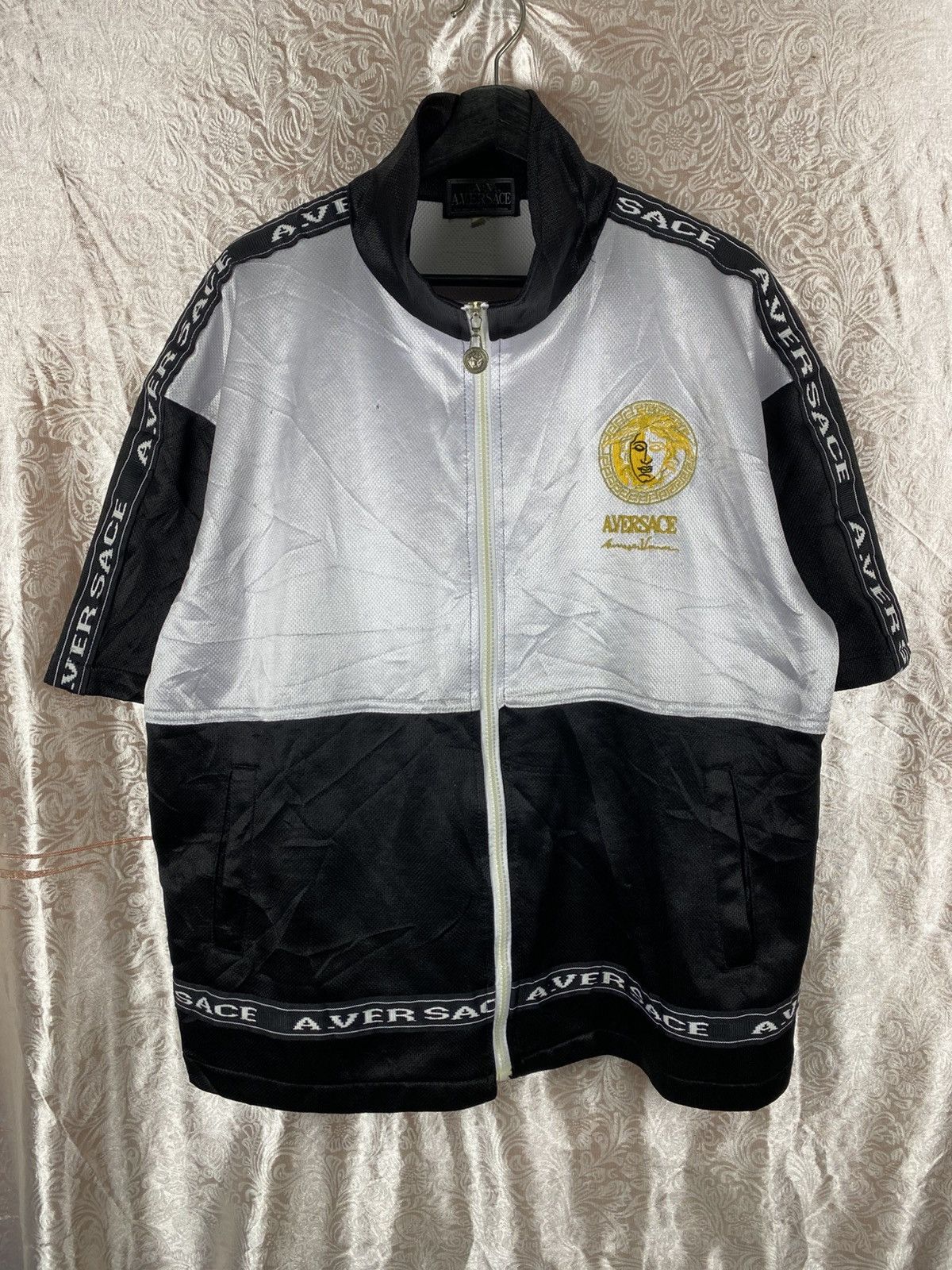 Japanese Brand A.VERSACE Medusa Track Jacket Black White Gold Embroidery Size US M / EU 48-50 / 2 - 3 Thumbnail
