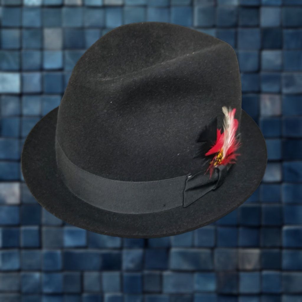 FELT VINTAGE Biltmore Fedora Hat Mens 7 1/2 Black Felt Satin Lined 1.5" Brim Made in Canada Size ONE SIZE - 1 Thumbnail