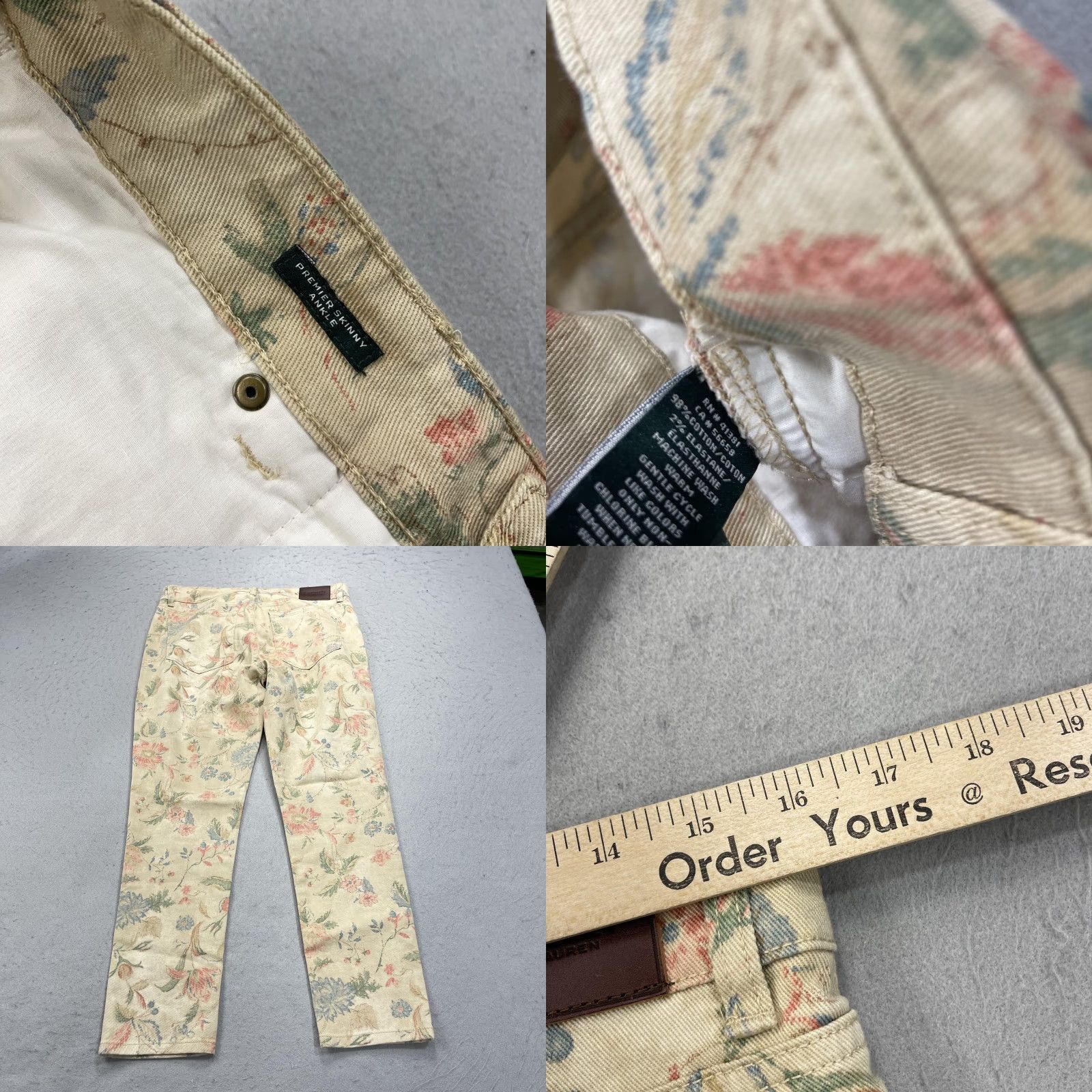 Ralph Lauren VINTAGE Lauren Ralph Lauren Jeans Womens 8 Floral Premier Skinny Ankle Stretch Denim NWT Size 30" / US 8 / IT 44 - 8 Thumbnail