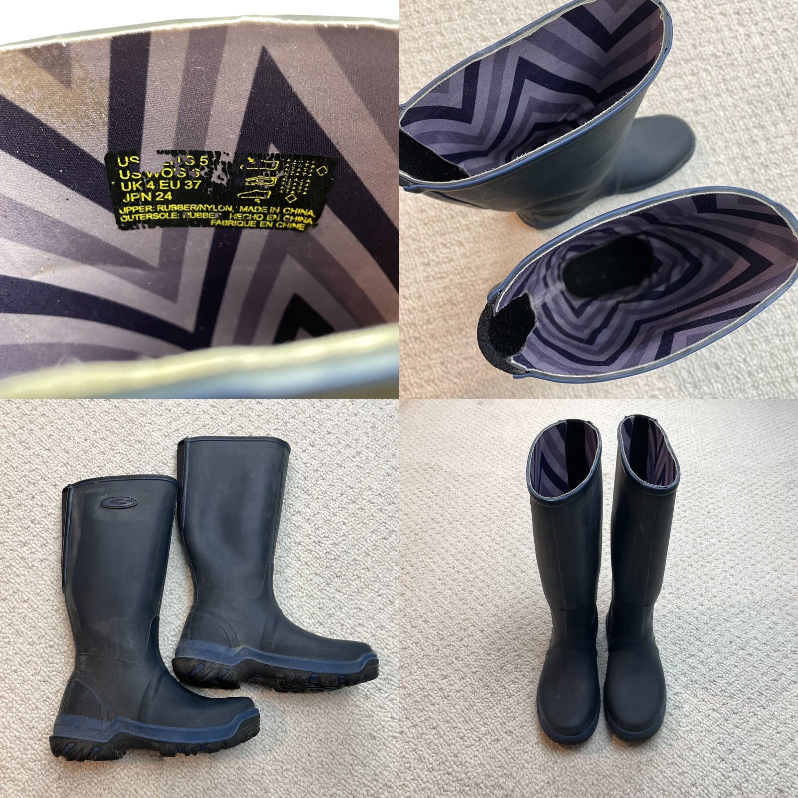 Rains Grubs HexZorb Boots Black Wellinton Wellies Waterproof Rain Rubber Womens 6.5 Size US 4 / IT 34 - 10 Thumbnail