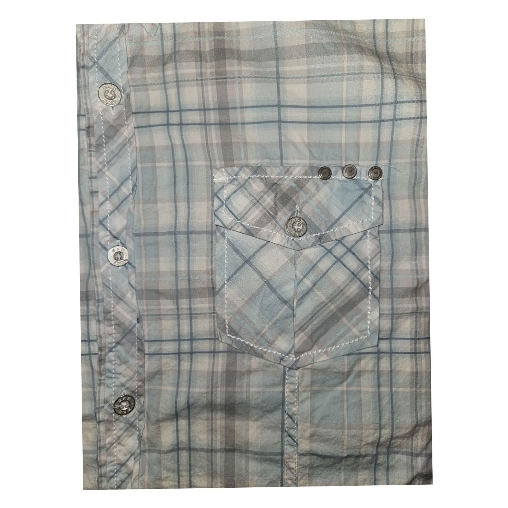 BKE BKE Button-Up Shirt XL Men's Short Sleeve Athletic Fit Stretch Green/Gray Plaid Size US XL / EU 56 / 4 - 5 Thumbnail