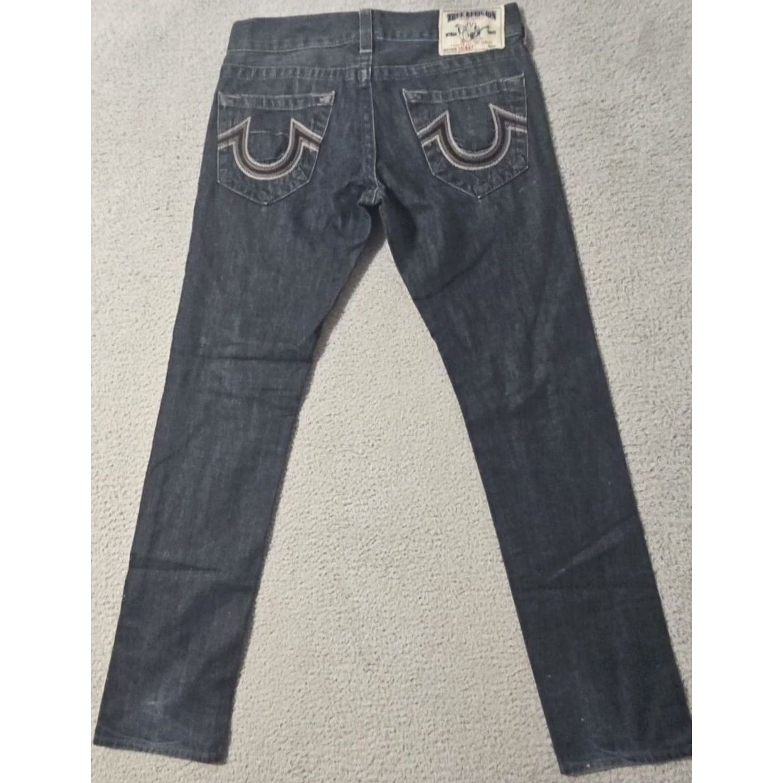 True Religion True Religion Jeans Mens Skinny Dark Wash Faded Distressed 32 x 33 Size US 34 / EU 50 - 3 Thumbnail