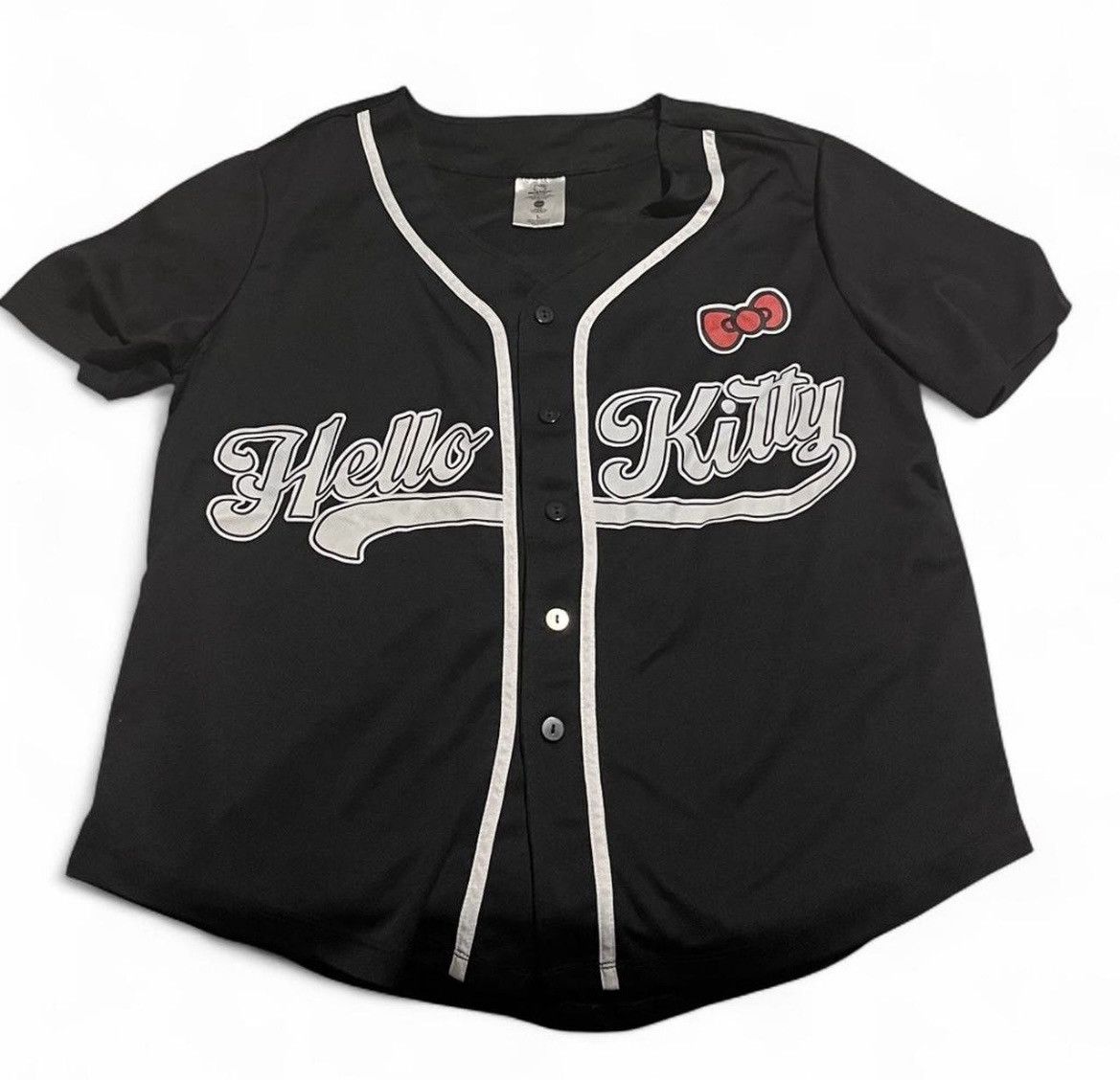 Hot Topic Hello Kitty Black Baseball Jersey Shirt – Sanrio Graphic Tee Size L / US 10 / IT 46 - 1 Thumbnail