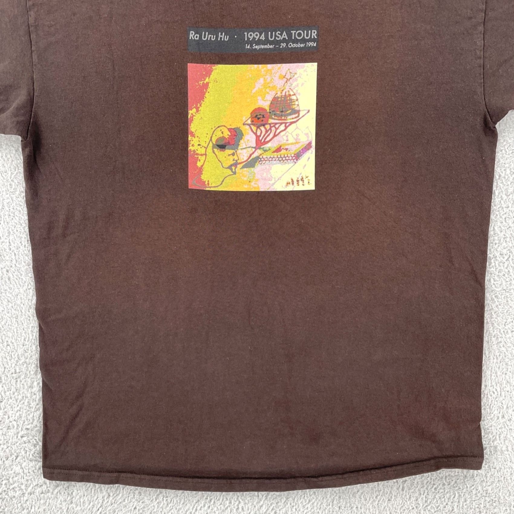 Vintage VINTAGE Ra Uru Hu 1994 USA Tour Mens L Brown T Shirt Graphic Print Hippie 90s USA Theme Mens Size US L / EU 52-54 / 3 - 4 Thumbnail