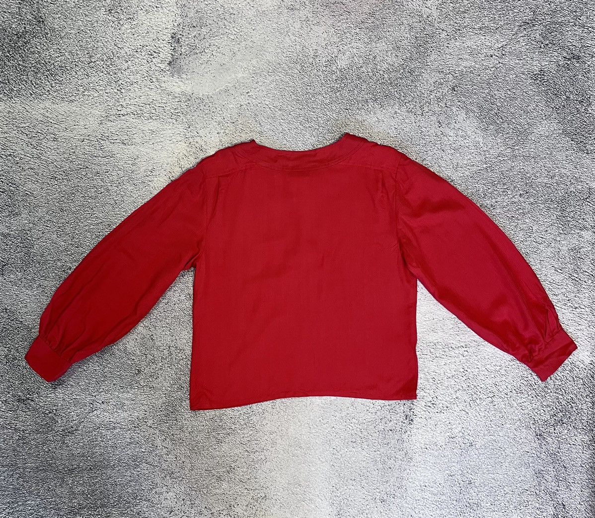 Yves Saint Laurent YSL Variation Red Silk Linen Blouse Gold Buttons Vintage F38 Size S / US 4 / IT 40 - 7 Thumbnail