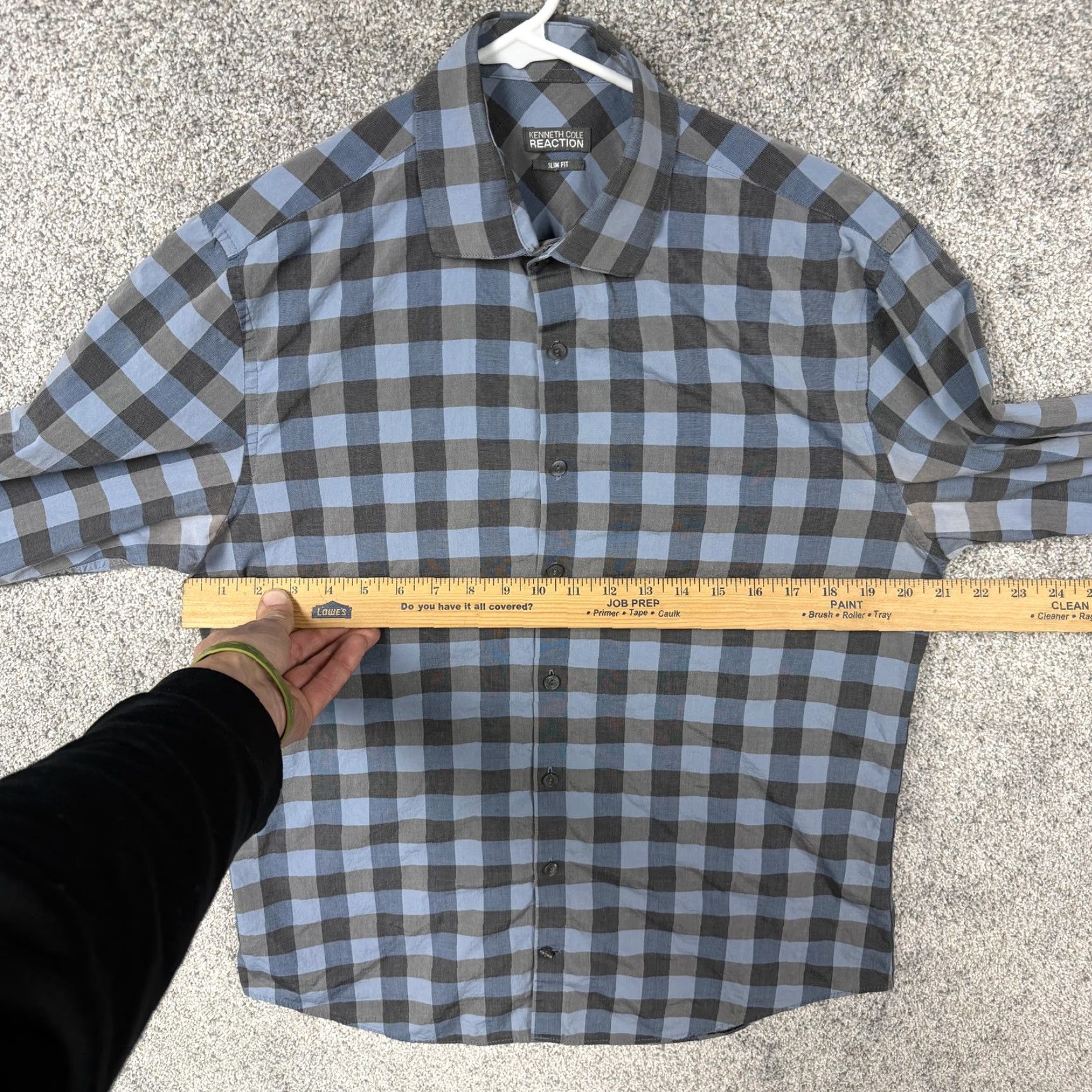 Kenneth Cole Kenneth Cole Reaction Dress Shirt Slim Fit 15.5 32/33 Blue Check Mens Shirt Business Casual Slim Fit Size US L / EU 52-54 / 3 - 4 Thumbnail