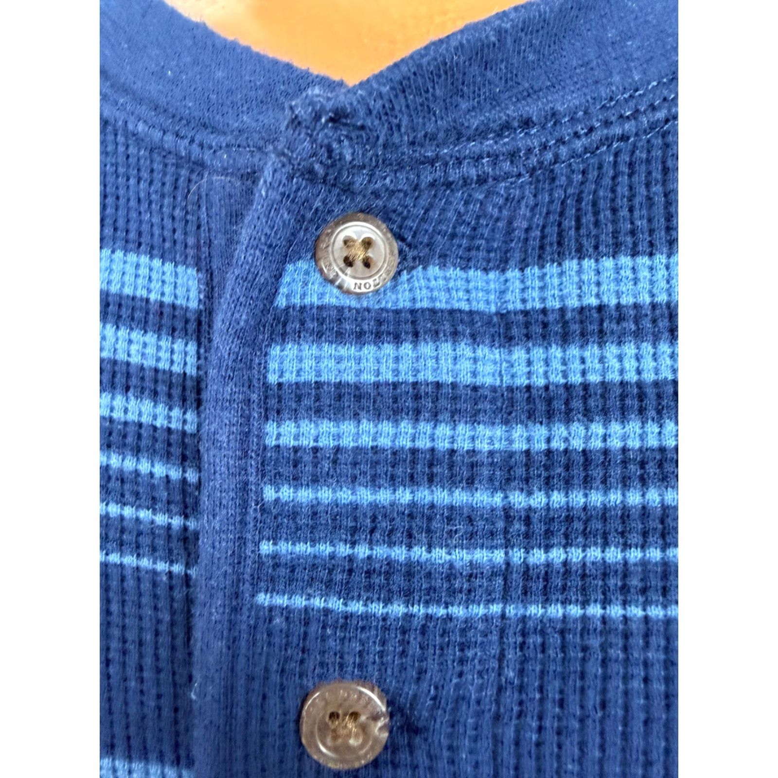 Lands' End Lands' End Waffle-Knit Henley Shirt Men XL Tall Striped Navy Blue Heavyweight Stretchy Size US XL / EU 56 / 4 - 4 Thumbnail