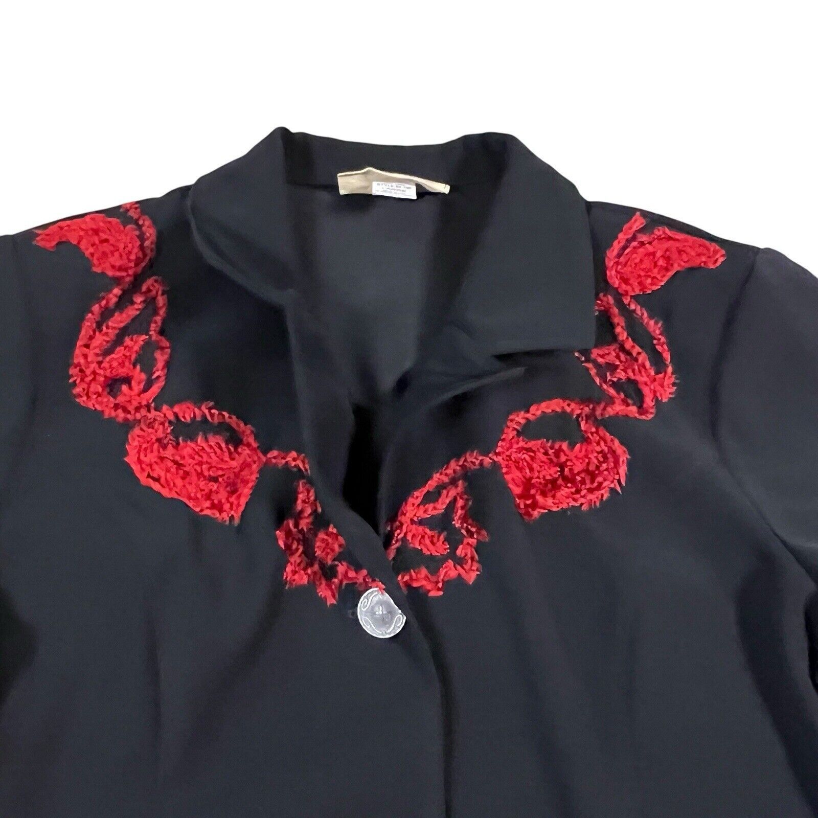 Other New Frontier Western Crop Black Blazer Red Floral Size Large Size M / US 6-8 / IT 42-44 - 3 Thumbnail