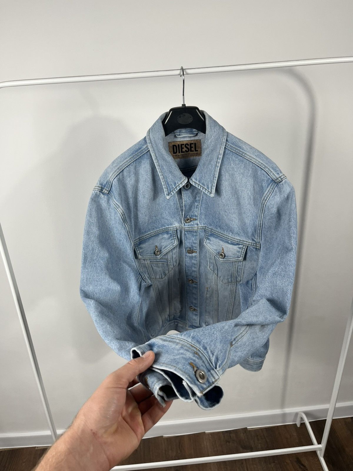 Diesel Diesel light blue denim trucker jacket size L classic fit Size US L / EU 52-54 / 3 - 6 Thumbnail
